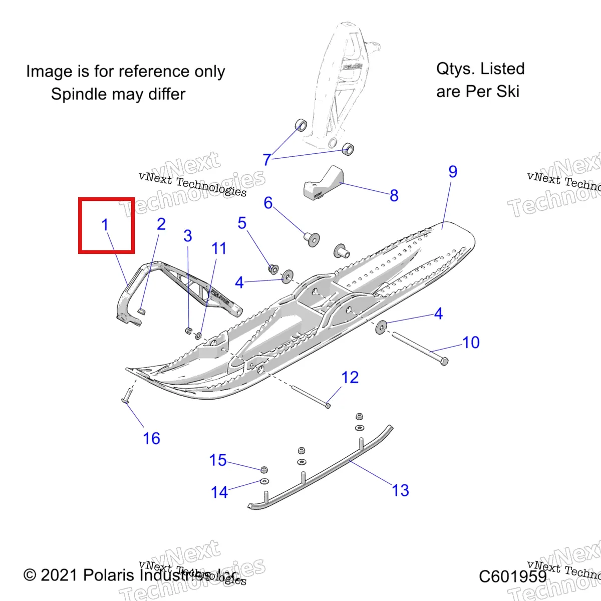 Деталь 5456439-133 на схеме узла Steering, Ski Asm