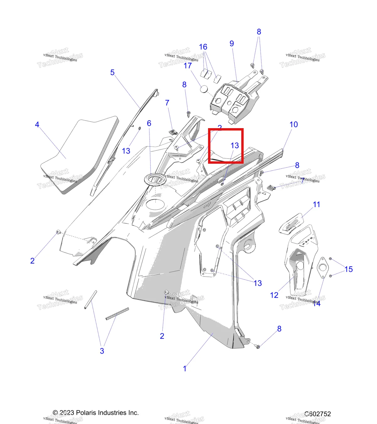 Деталь 5456441-266 на схеме узла Body, Console Asm