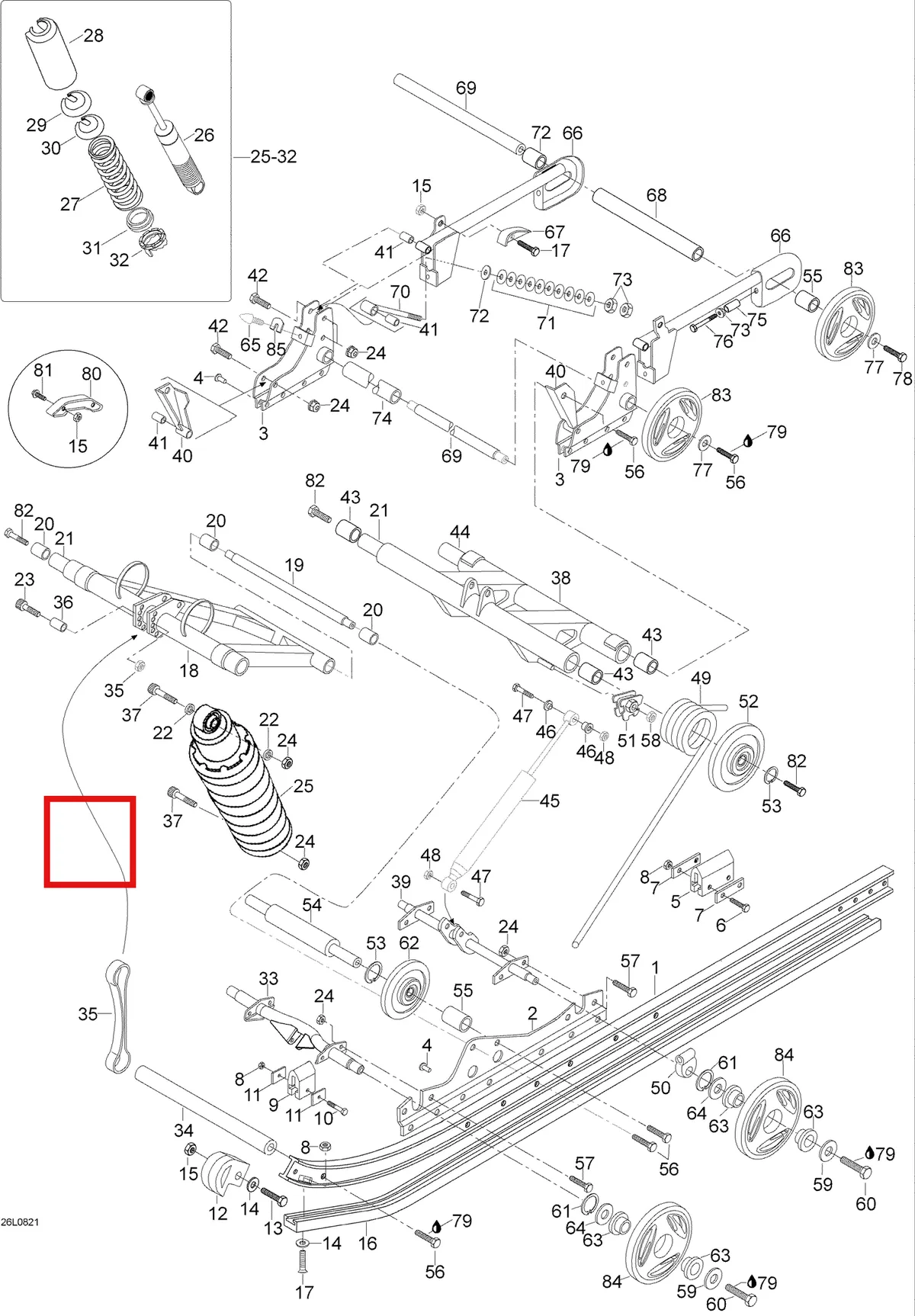 Деталь 546065 (Гильца) на схеме узла 08- Rear Suspension