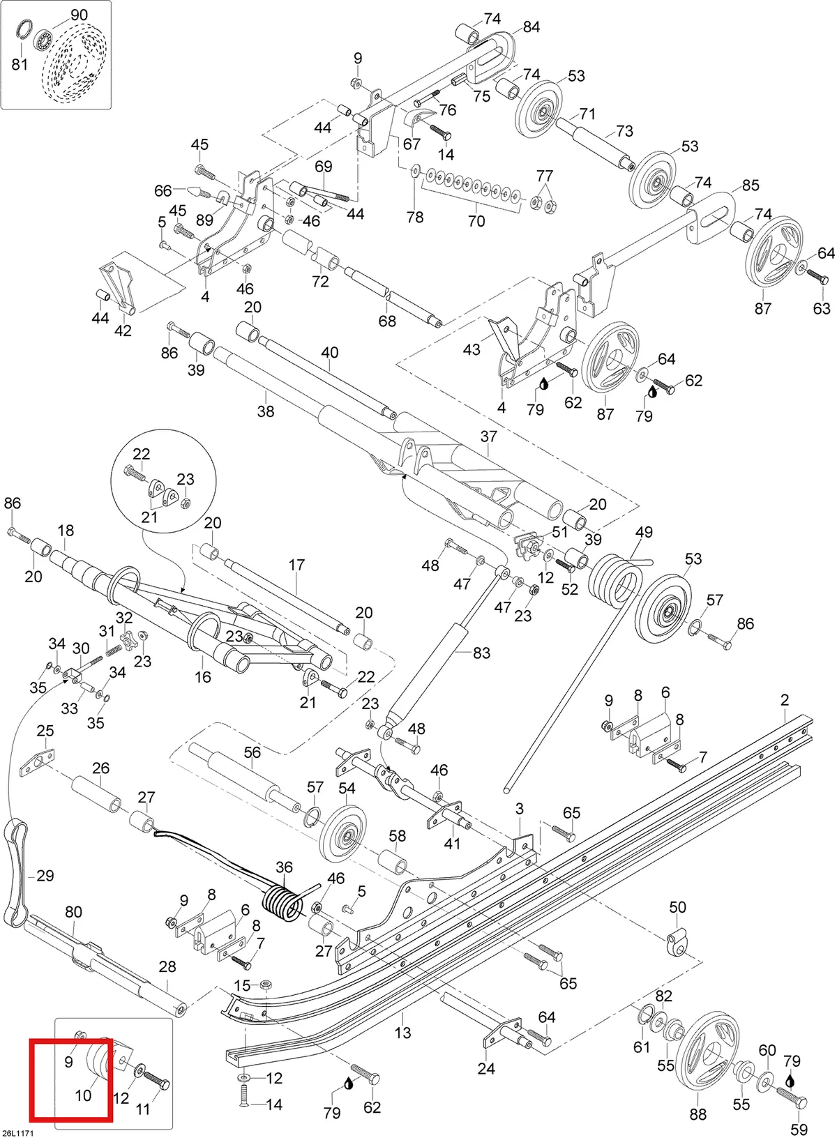 Деталь 548469 (Опорная Плита) на схеме узла 08- Rear Suspension