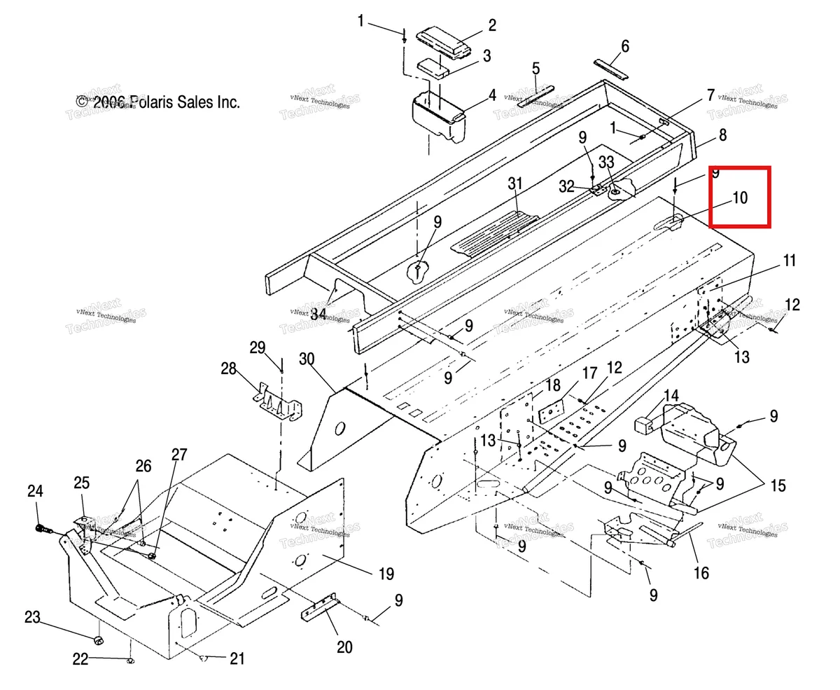 Деталь 5510233 (STRIP WEAR Polaris Widetrak LX (2006) (5510233)) на схеме узла Tunnel