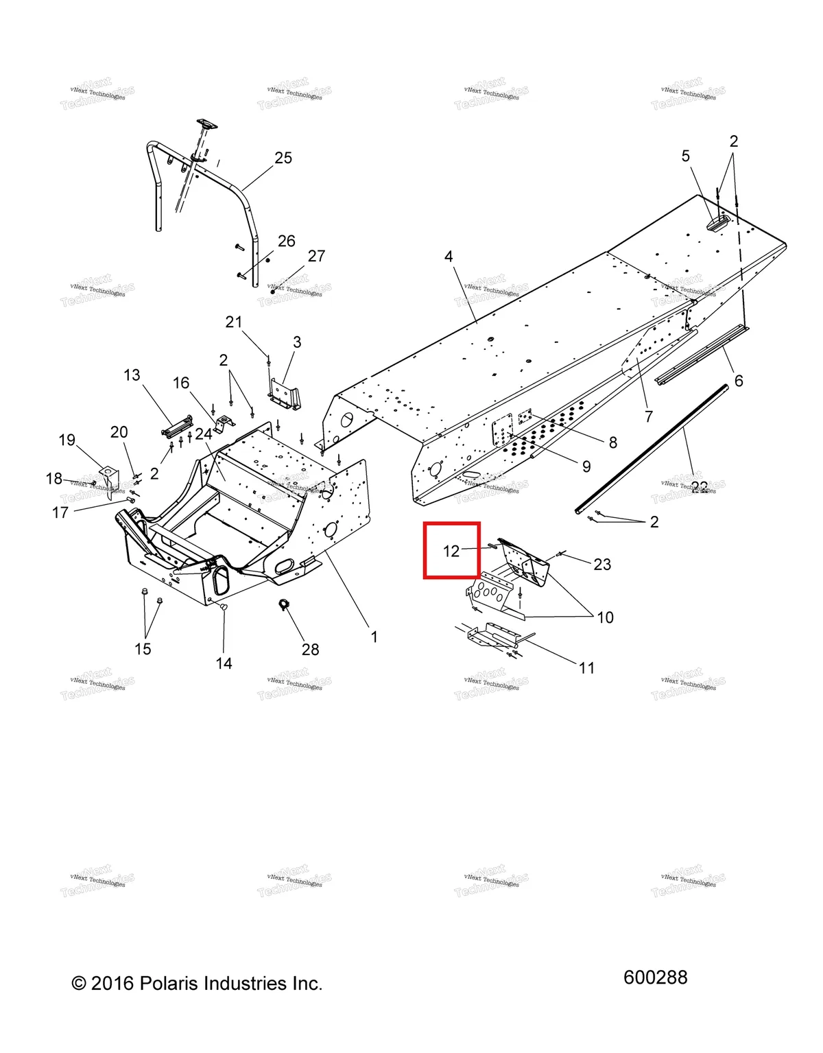 Деталь 5521238 (EXTRUSION CLUTCHGUARD Polaris Widetrak LX (2006) (5521238)) на схеме узла Chassis, Tunnel