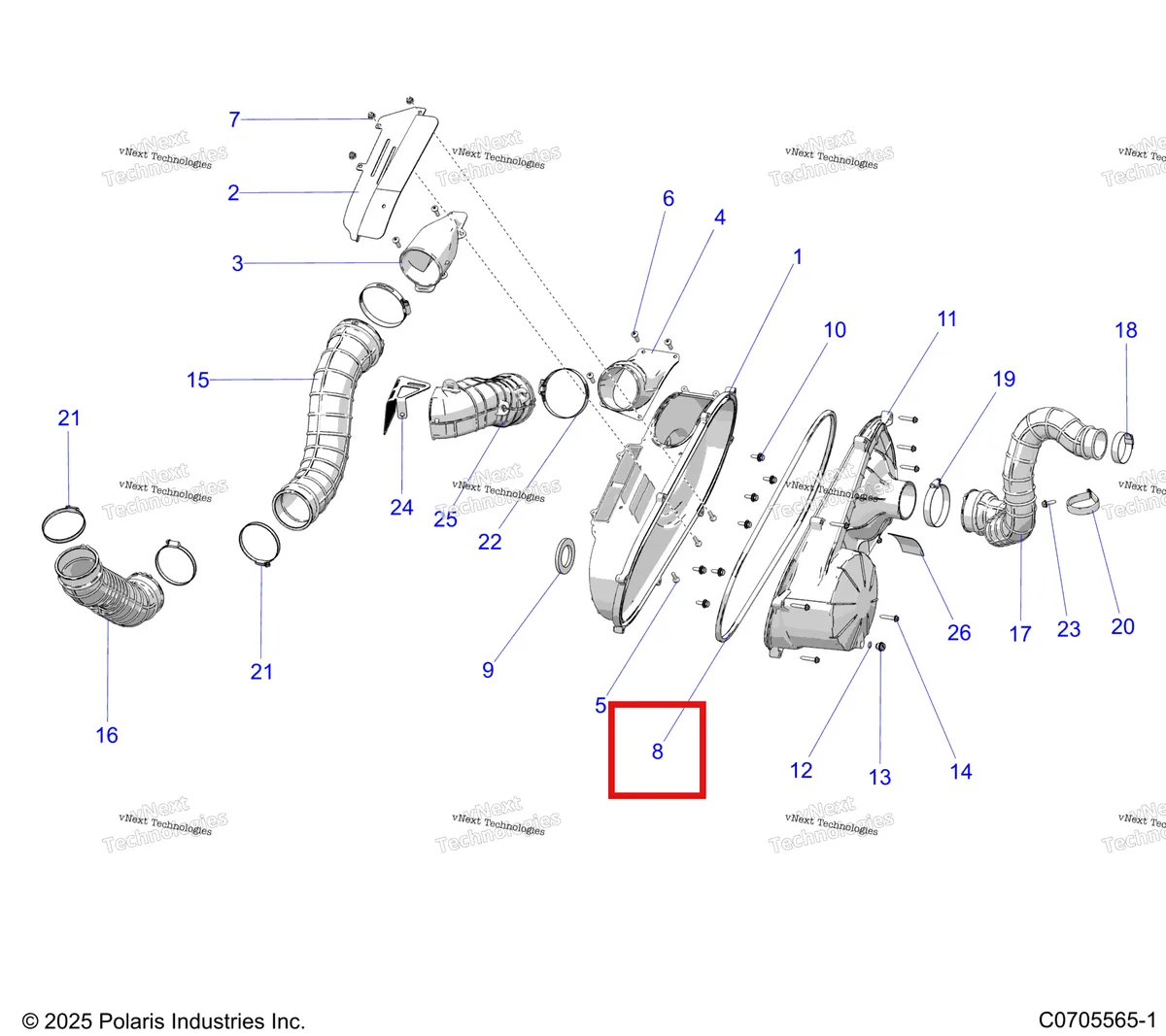 Деталь 5526449 на схеме узла Drive Train, Clutch Cover And Ducting