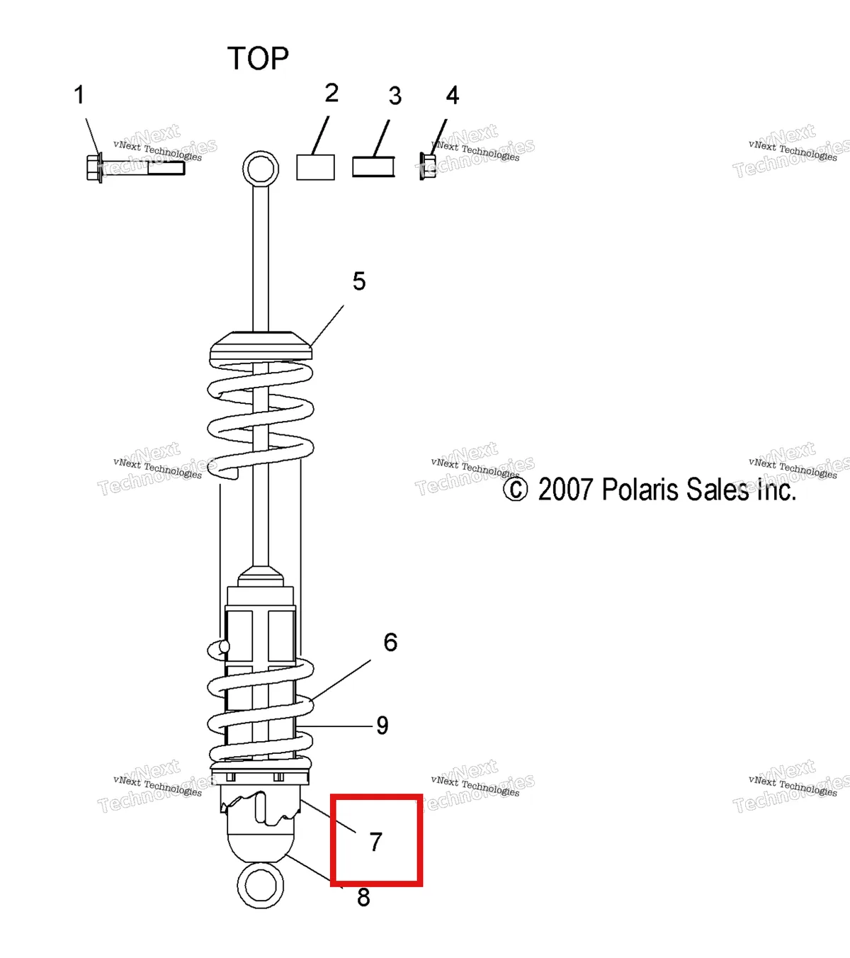 Деталь 5630334 (Кулачок ADJUSTING пружина Polaris Widetrak LX (2006) (5630334)) на схеме узла Suspension, Shock, Rear Track