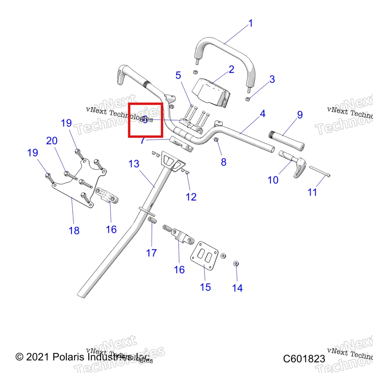 Деталь 5631729 на схеме узла Steering, Handlebar, Steering Post
