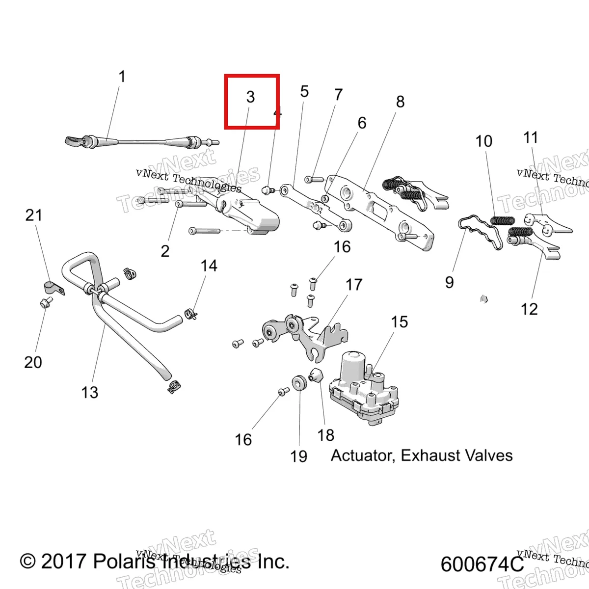 Деталь 5632865 (Крышка выпускной клапан Polaris 800 AXYS Pro RMK LE 155 (2017) (5632865)) на схеме узла Engine, Exhaust Valve Asm