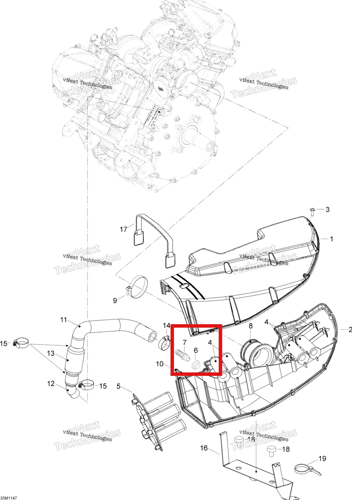 Деталь 570023000 (Уплотнитель резиновый) на схеме узла 2012 Ski-Doo Skandic SWT V800 YetiII Air Intake System