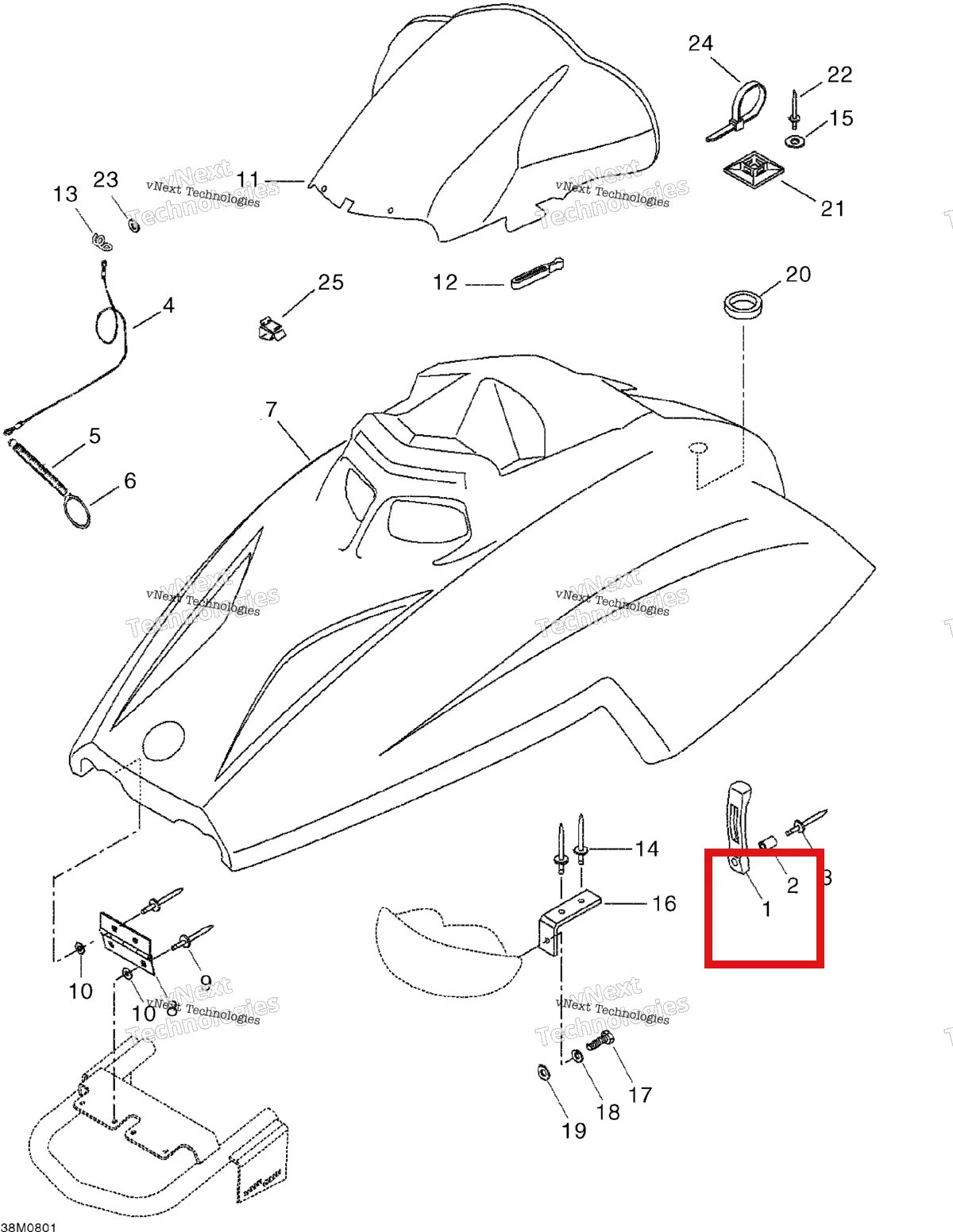 Деталь 570025900 (Деталь Latch. Includes 1 To 2) на схеме узла 2008 Ski-Doo Mini Z Cab And Console