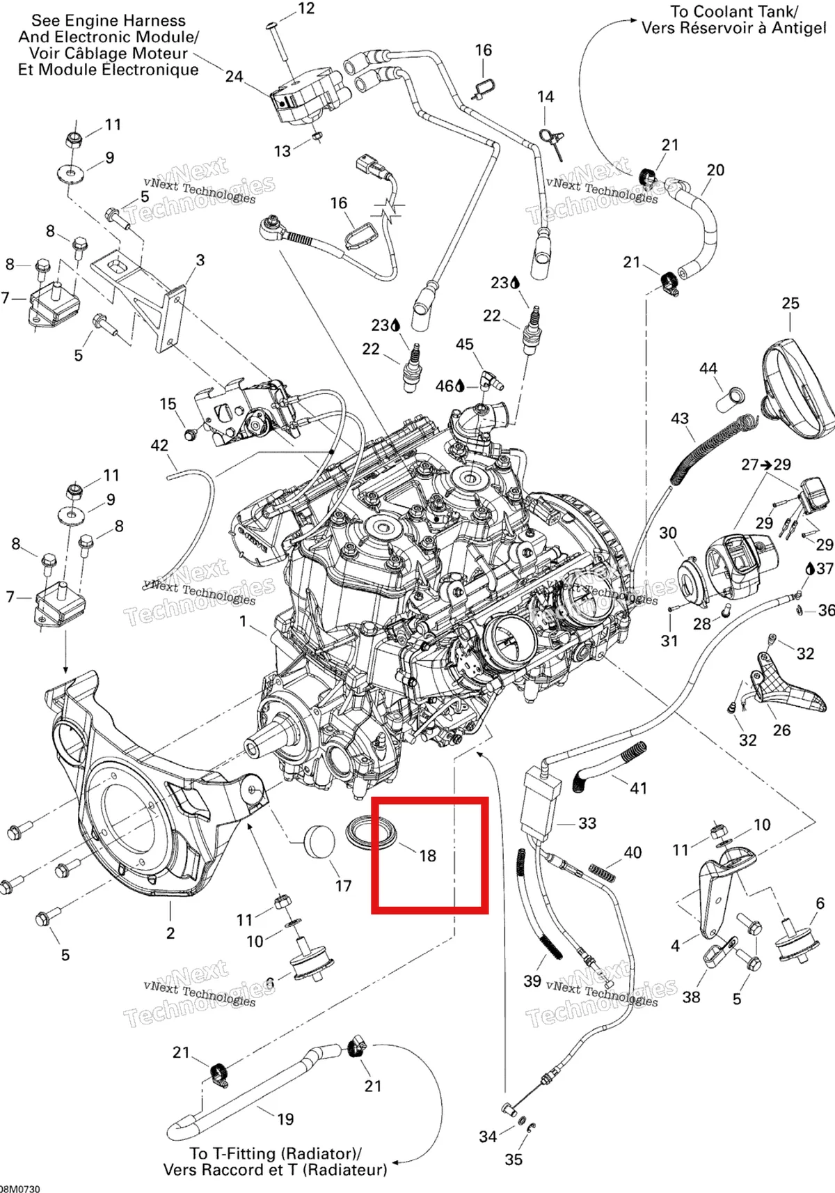 Деталь 570045101 на схеме узла 2007 Ski-Doo MACH Z Adrenaline Engine