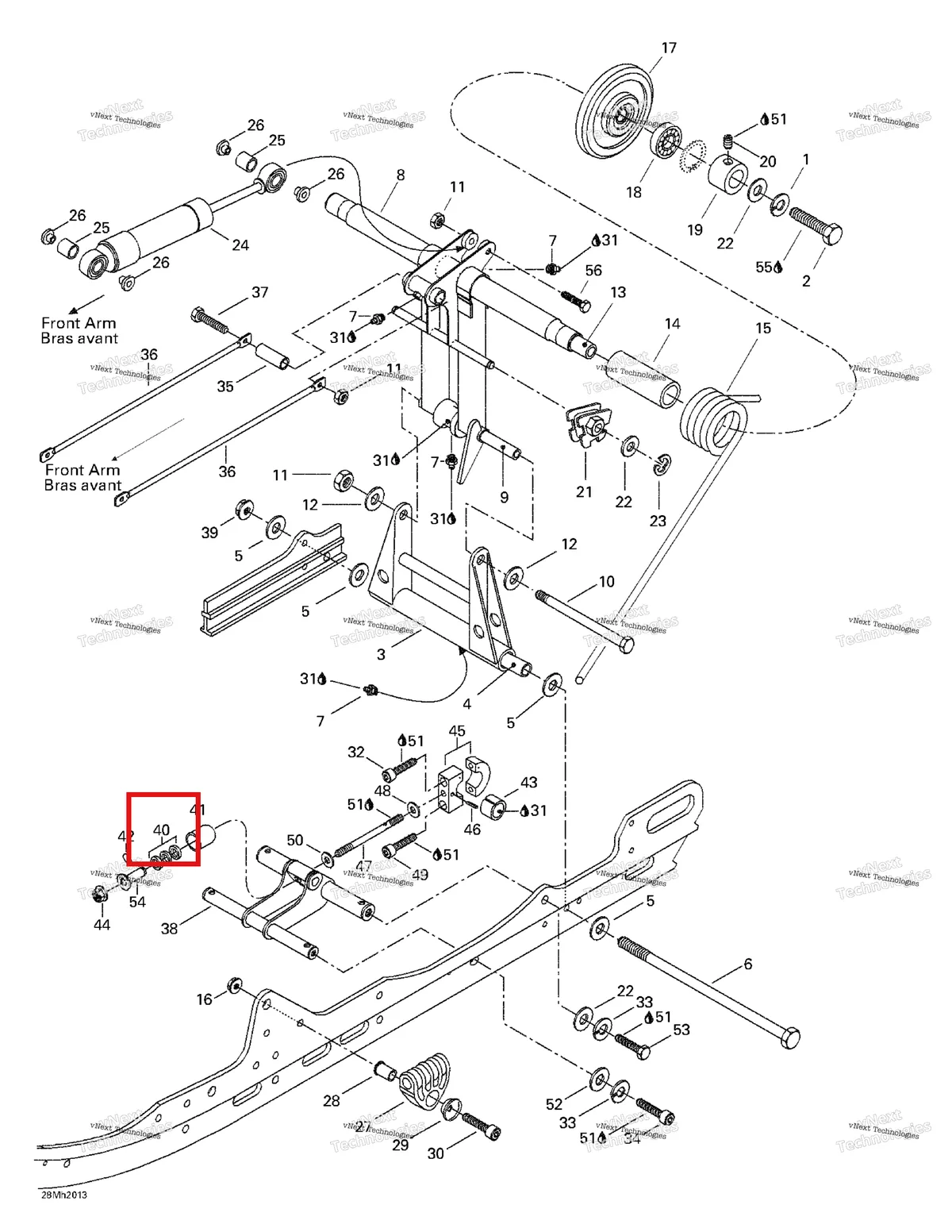 Деталь 570049600 на схеме узла 2000 Ski-Doo Formula III 700 R Rear Arm, Rear Suspension