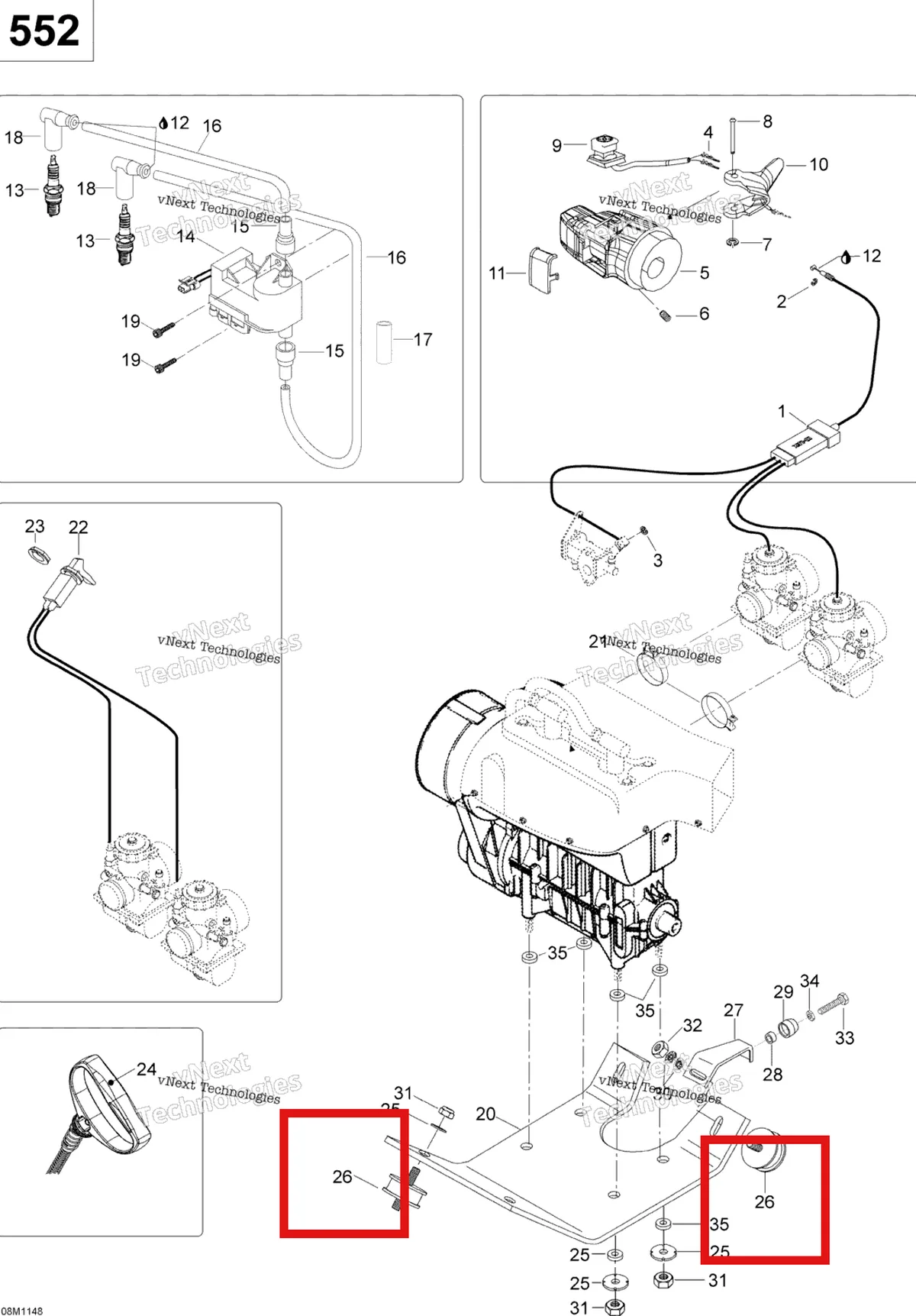 Деталь 570128700 (Резиновое Крепление) на схеме узла 2011 Ski-Doo Skandic WT 550F YetiII Engine