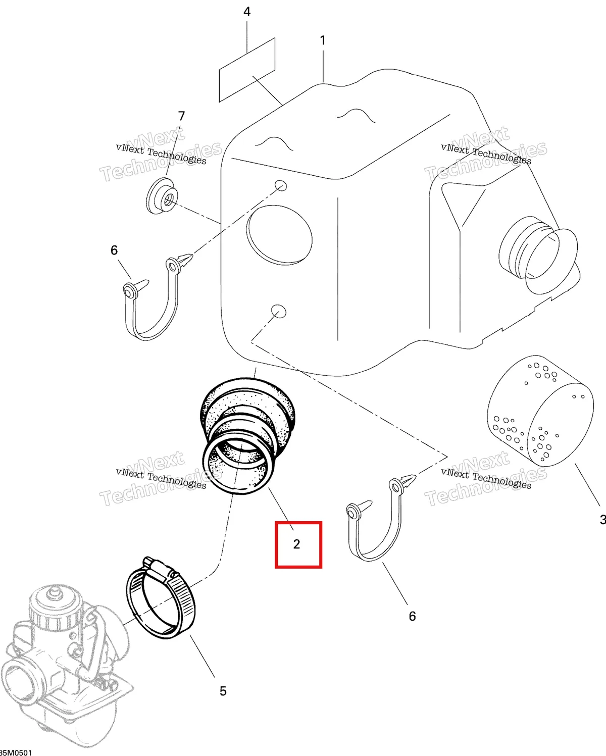 Деталь 570136300 на схеме узла 2005 Ski-Doo Tundra R Air Intake System
