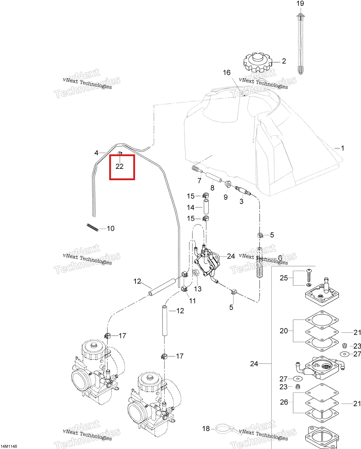 Деталь 570273900 (Уплотнитель резиновый) на схеме узла 2011 Ski-Doo Skandic WT 550F YetiII Fuel System