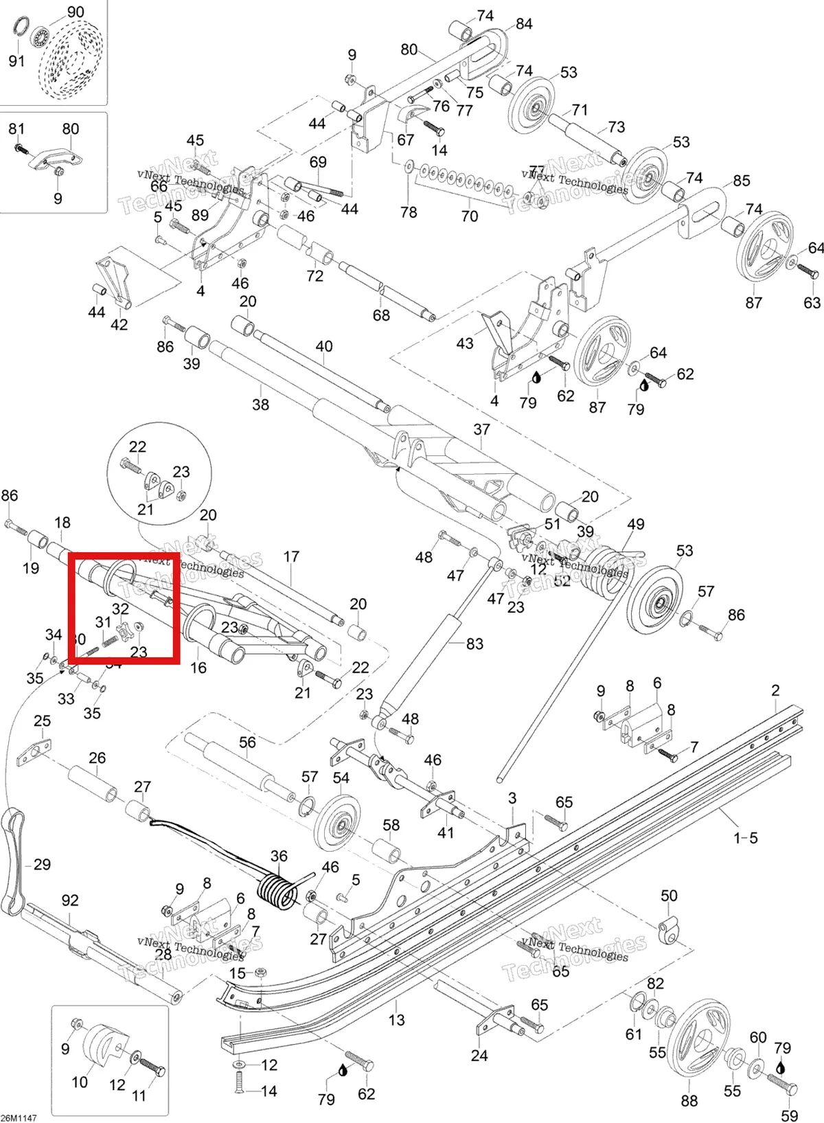 Деталь 572034000 (Деталь Knob Adjuster) на схеме узла 2012 Ski-Doo Skandic SWT V800 YetiII Rear Suspension
