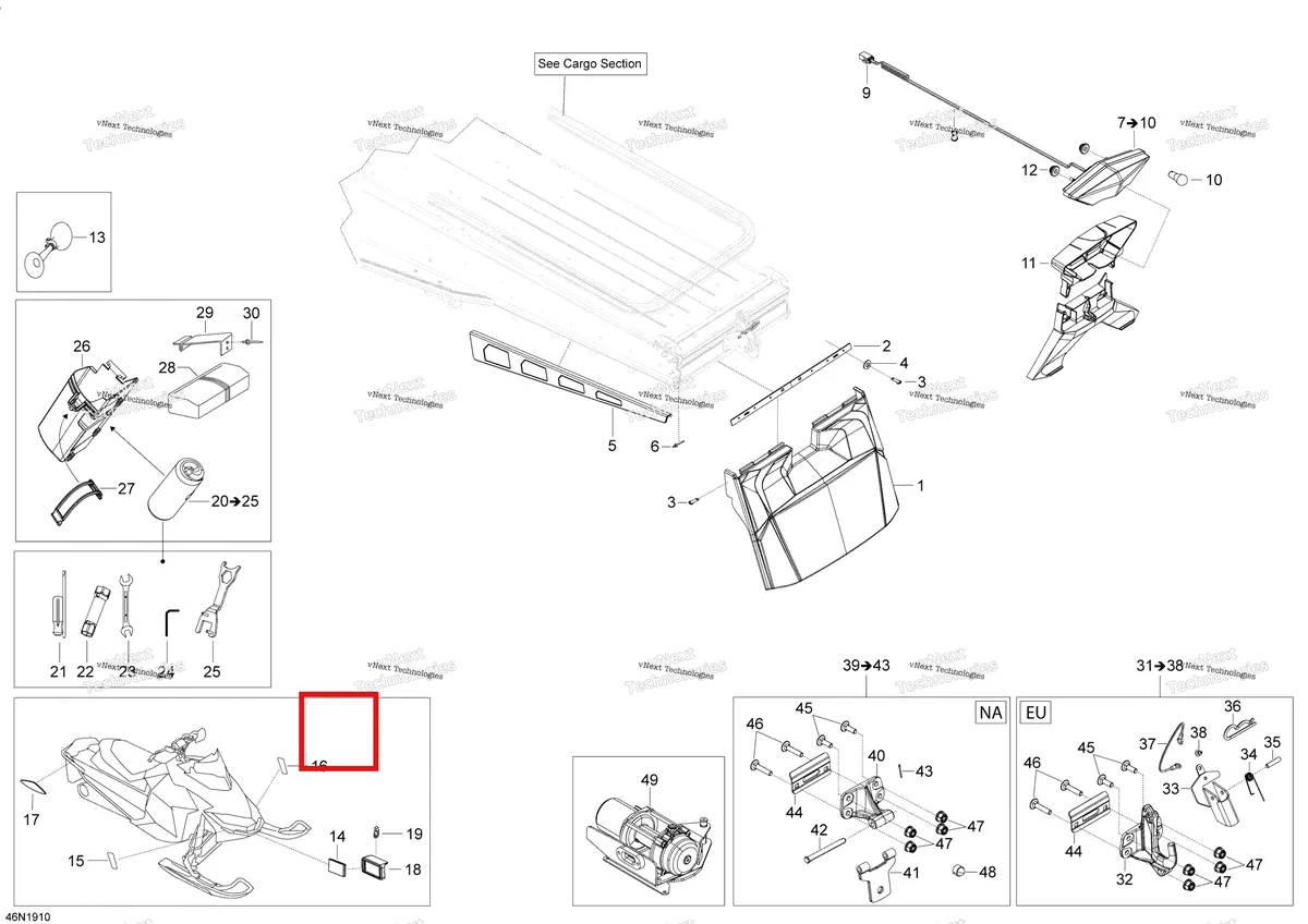 Деталь 572036310 (Чехол для инструмента) на схеме узла 2019 Ski-Doo EXPEDITION LE-SE 1200 4-TEC Utilities - 1200 4-Tec - Europe