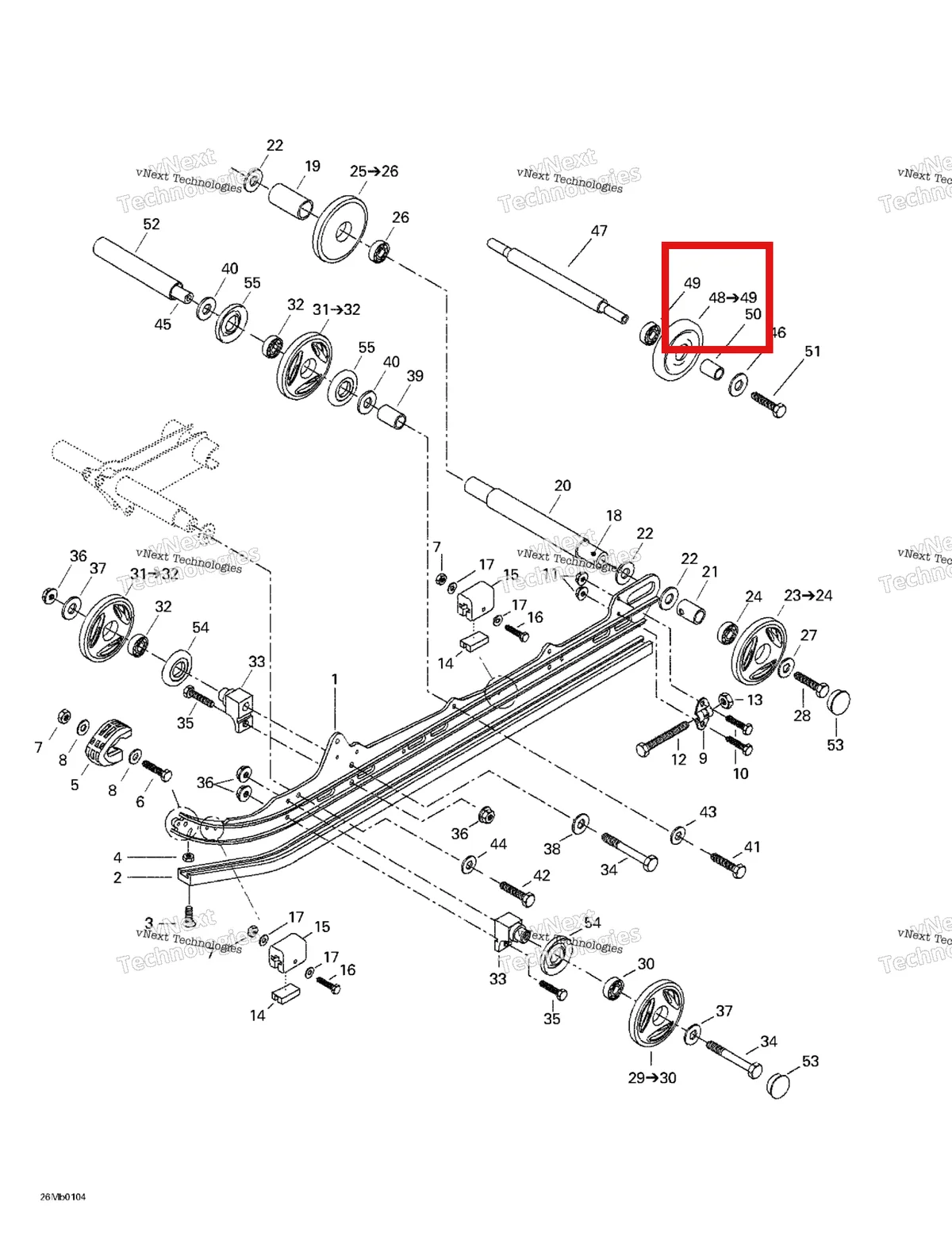 Деталь 572043500 (Деталь Wheel Idler) на схеме узла 2001 Ski-Doo Formula Deluxe 380 F Rear Suspension