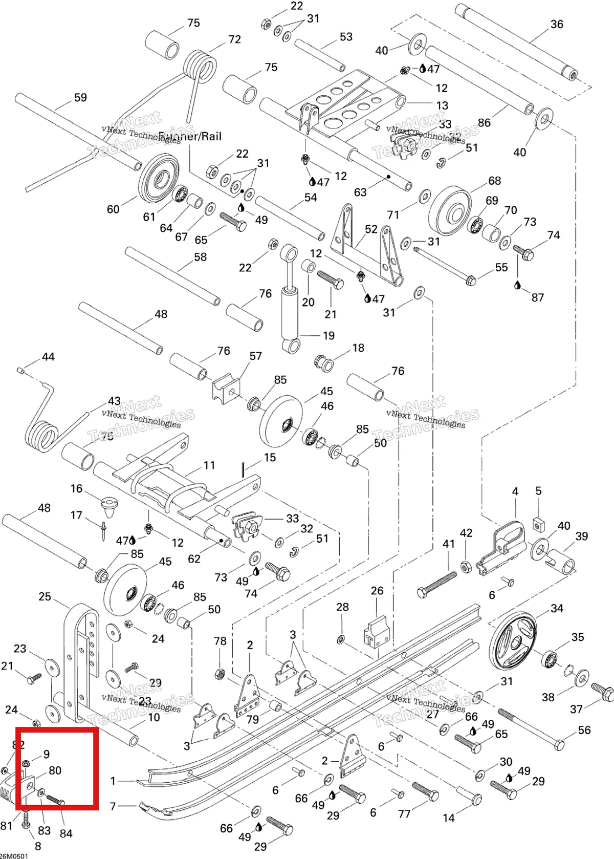Деталь 572054000 на схеме узла 2005 Ski-Doo Tundra R Rear Suspension