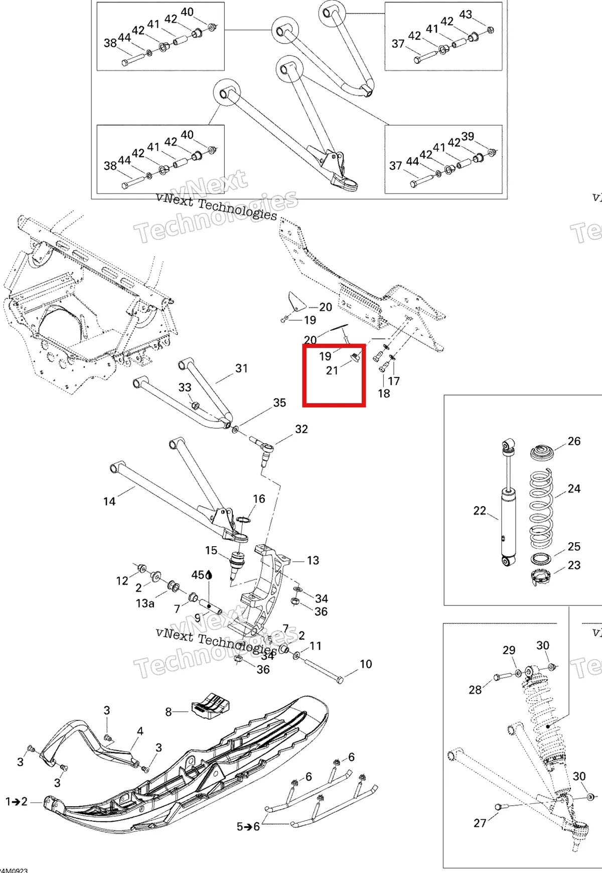 Деталь 572072100 (Уплотнитель резиновый) на схеме узла 2009 Ski-Doo Summit Fan Front Suspension And Ski