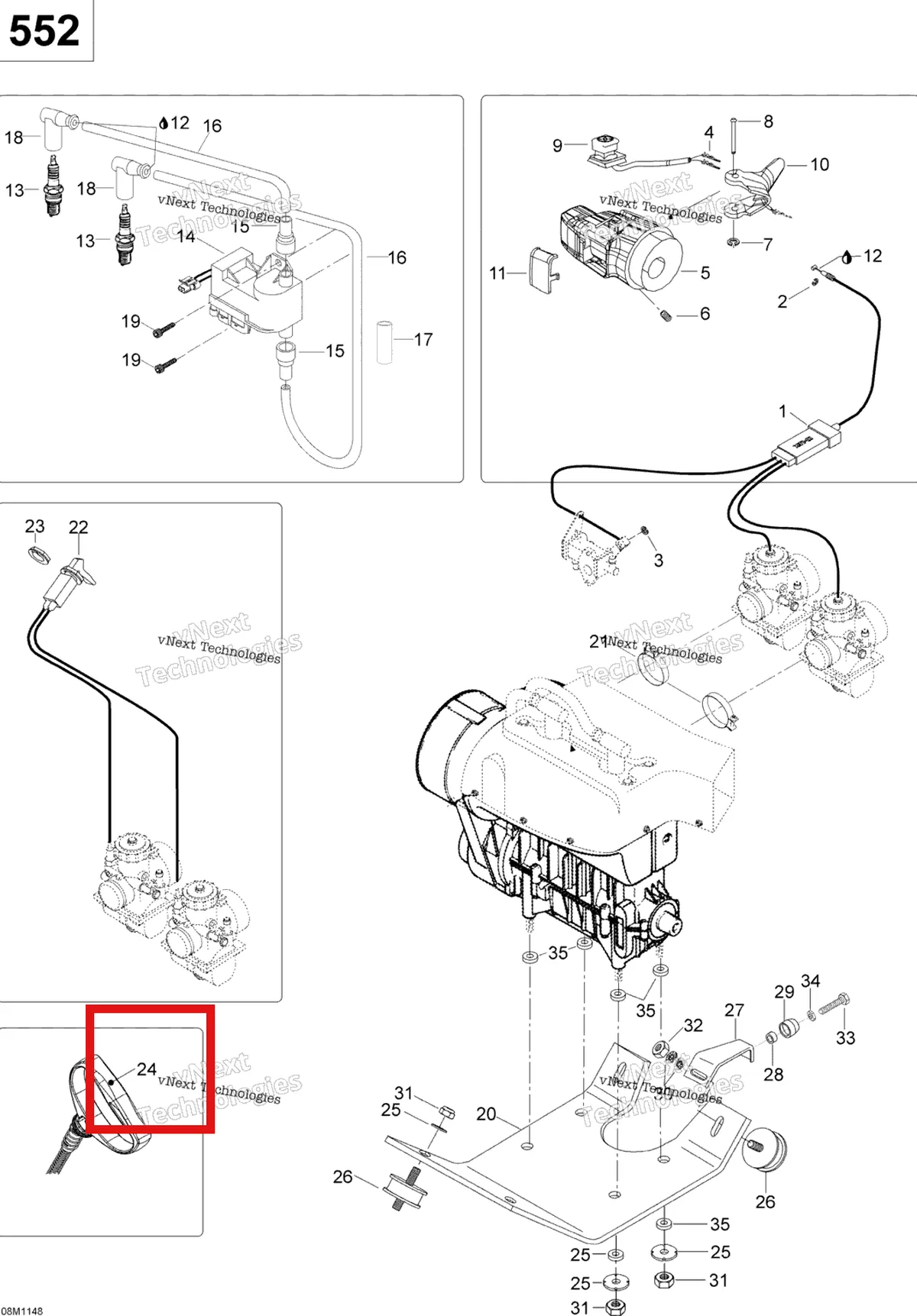 Деталь 572084400 (Стартер) на схеме узла 2011 Ski-Doo Skandic WT 550F YetiII Engine