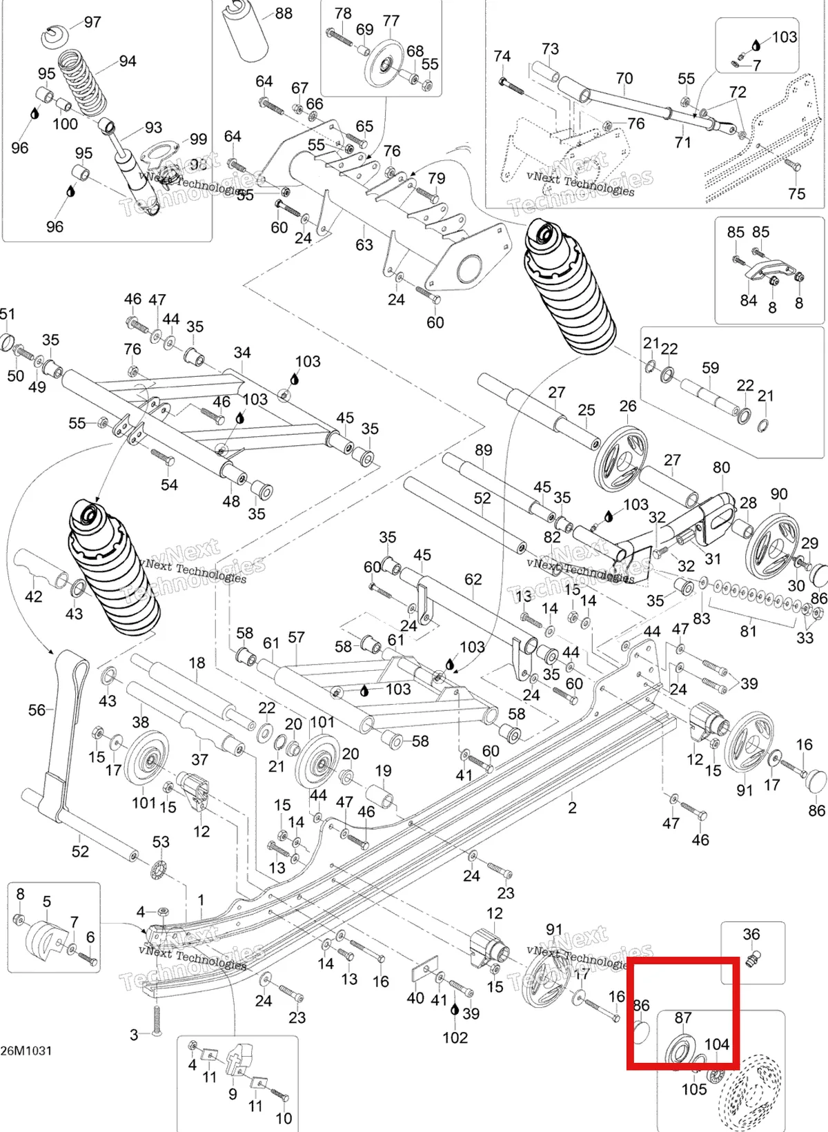 Деталь 572089000 (Цилиндр) на схеме узла 2010 Ski-Doo Skandic SUV 550F Rear Suspension
