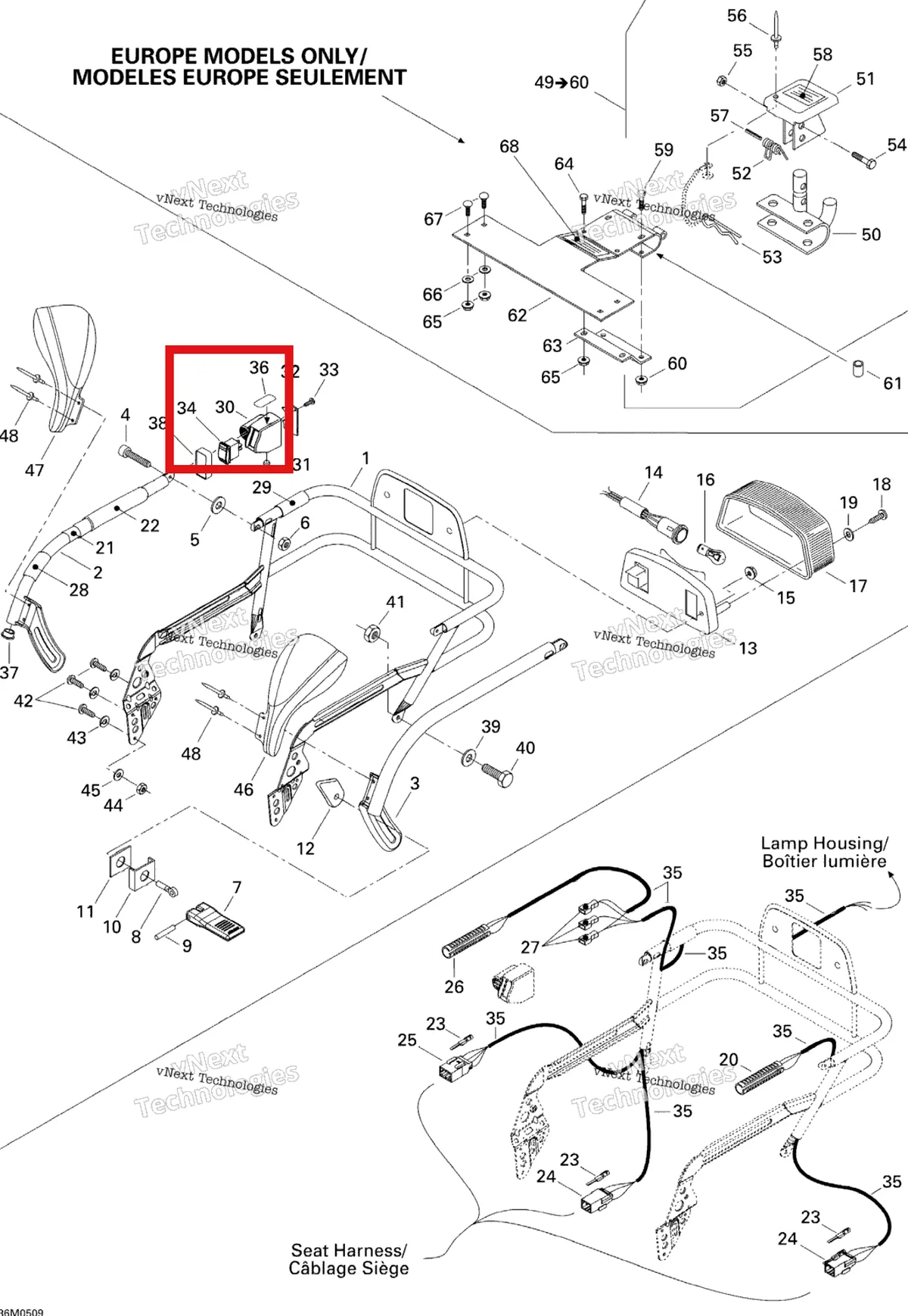 Деталь 572089200 (Деталь Heater Switch Housing) на схеме узла 2005 Ski-Doo Legend V-1000 Luggage Rack