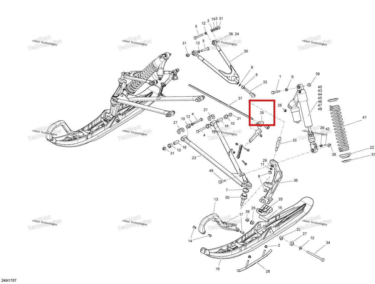 Деталь 572091300 (Крышка) на схеме узла 2017 Ski-Doo MXZ 600 RS Front Suspension And Ski