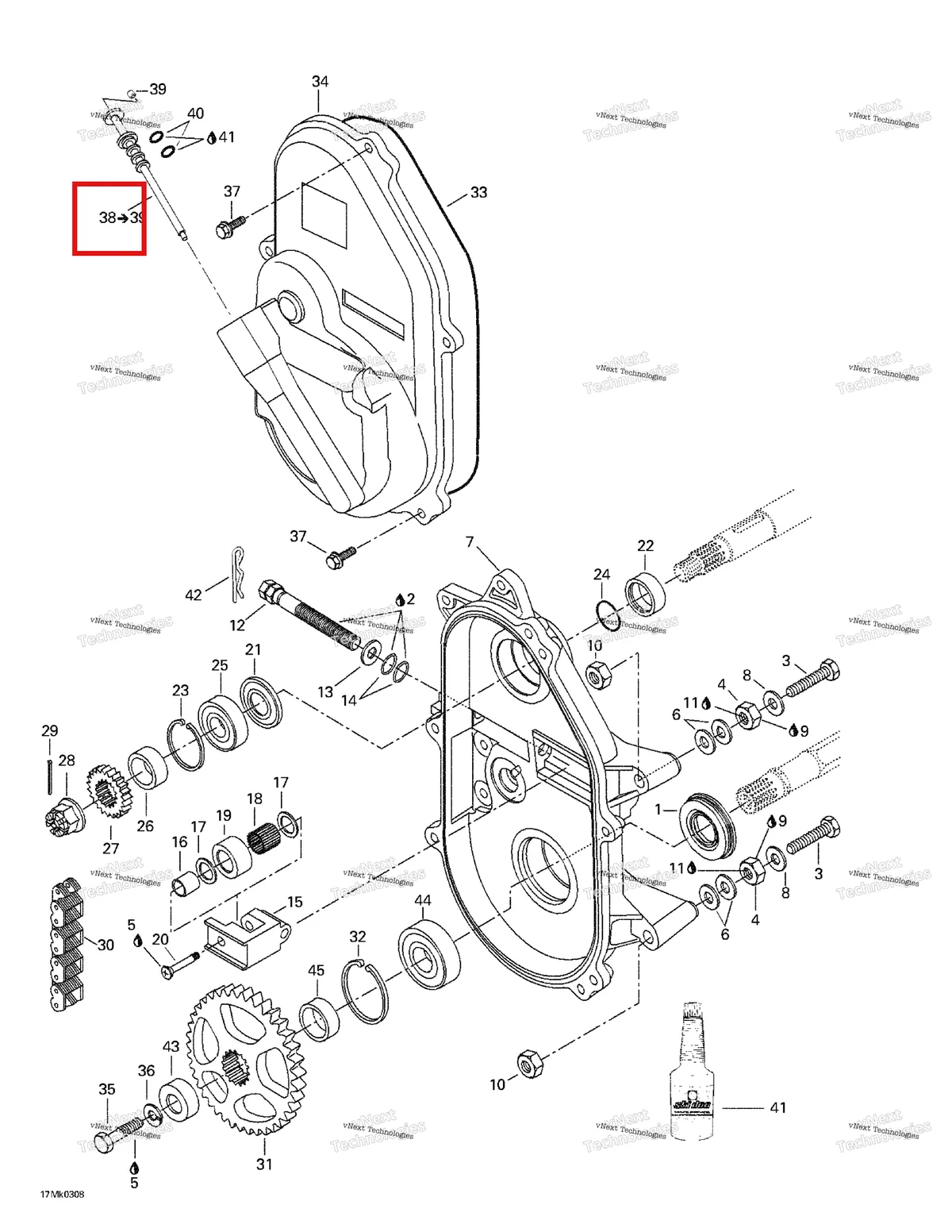Деталь 572092700 (Крышка заливной горловины) на схеме узла 2003 Ski-Doo Mach Z Chaincase