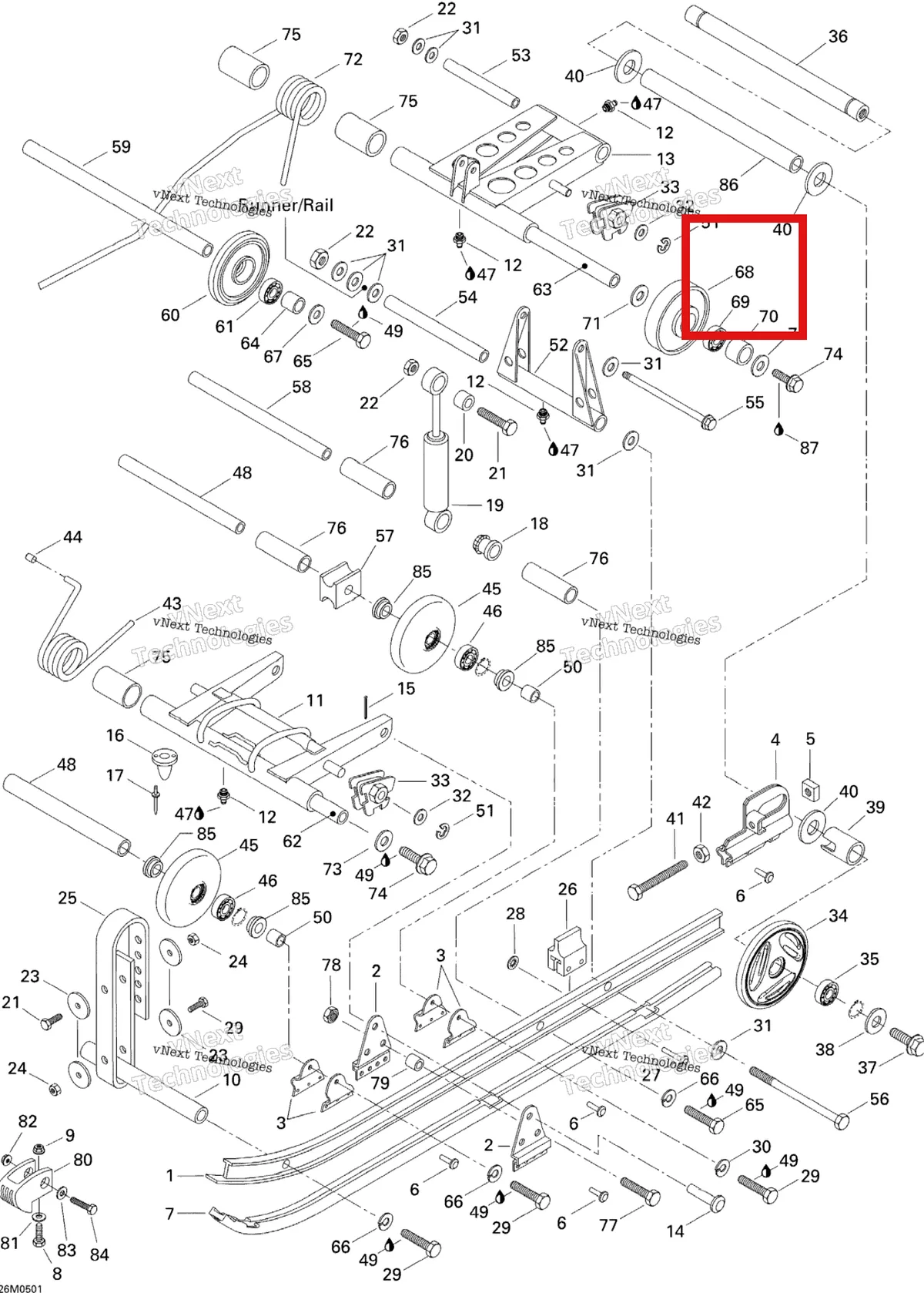 Деталь 572095100 на схеме узла 2005 Ski-Doo Tundra R Rear Suspension