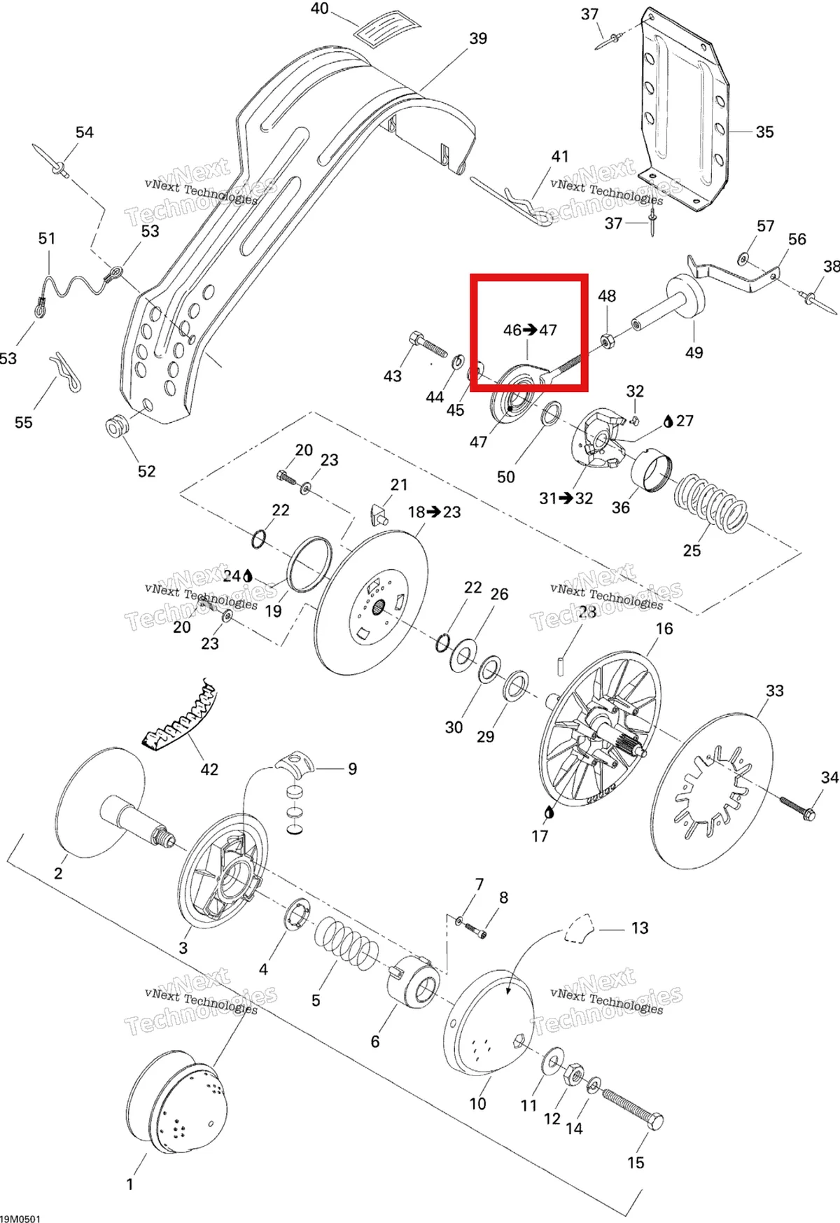 Деталь 580593000 на схеме узла 2005 Ski-Doo Tundra R Pulley System