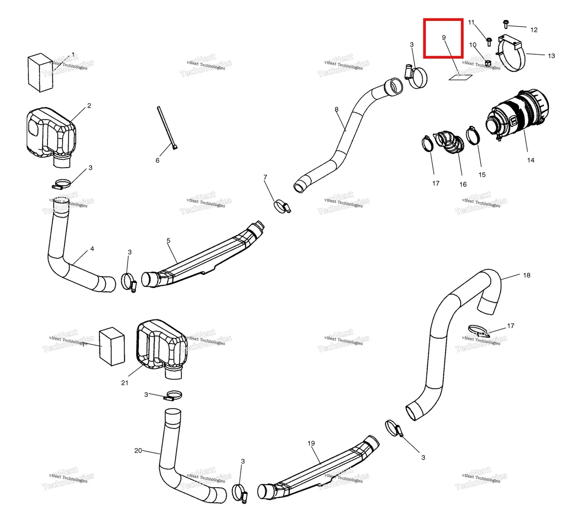 Деталь 5810290 (Накладка аккумулятор Polaris Widetrak LX (2006) (5810290)) на схеме узла Engine & Clutch Air Intake