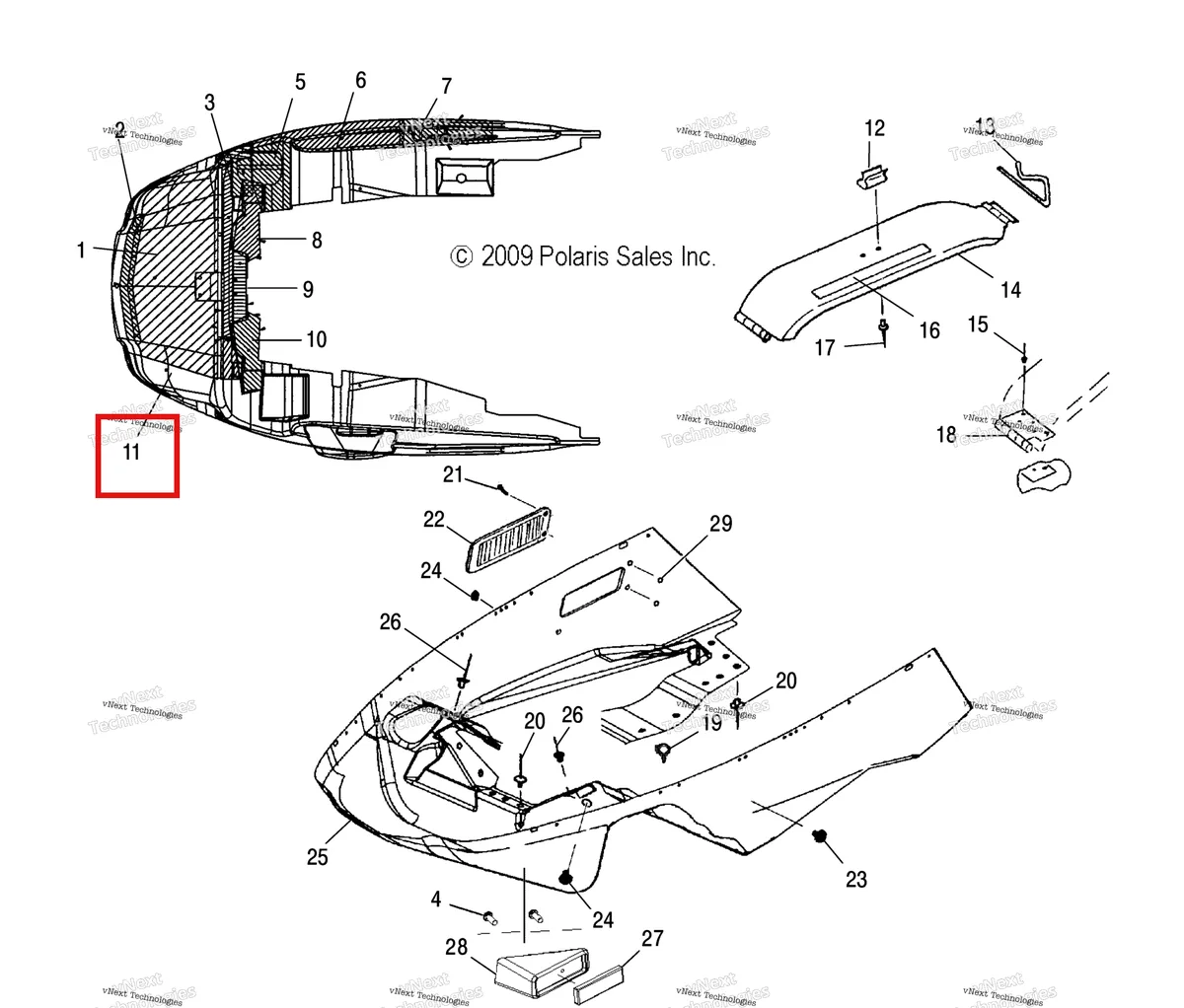 Деталь 5810345 (FOIL TAPE Polaris Widetrak LX (2006) (5810345)) на схеме узла Body, Nosepan & Foil