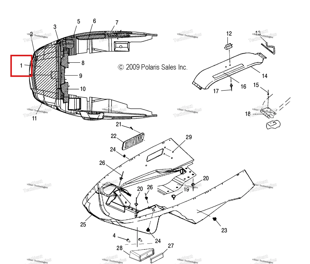 Деталь 5811618 (Discontinued Polaris Widetrak LX (2006) (5811618)) на схеме узла Body, Nosepan & Foil