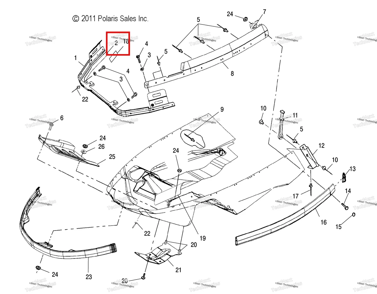 Деталь 5811747 (Discontinued Polaris Widetrak LX (2006) (5811747)) на схеме узла Body, Nosepan Braces & Bumper