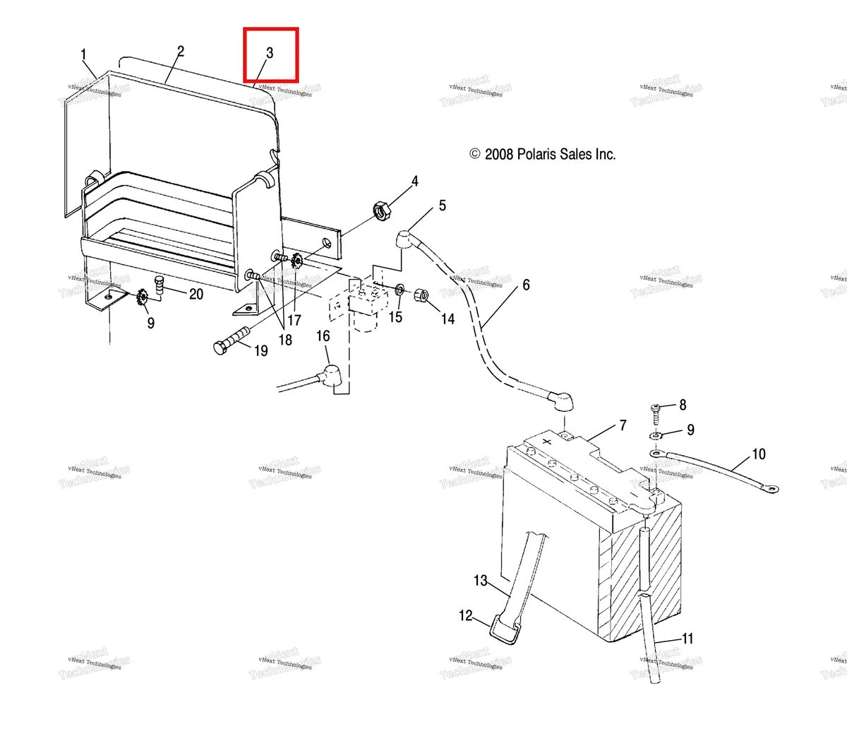 Деталь 5811754 (Discontinued Polaris Widetrak LX (2006) (5811754)) на схеме узла Electrical, Battery