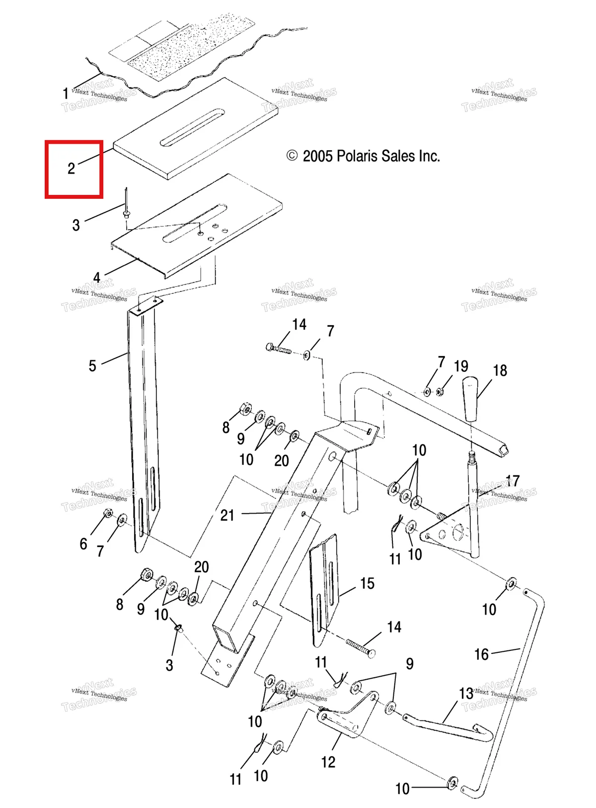 Деталь 5811768 (Поролон INDICATOR пластина HYB Polaris Widetrak LX (2006) (5811768)) на схеме узла Shift Linkage