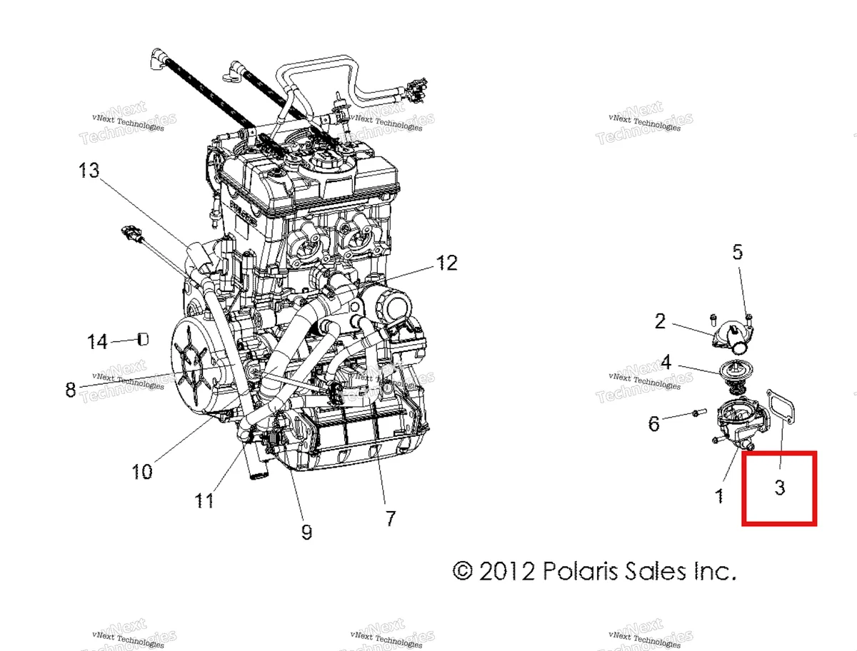 Деталь 5813521 на схеме узла Engine, Cooling, Thermostat & Bypass