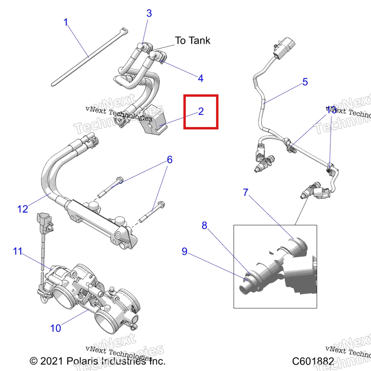 Деталь 5814703 на схеме узла Fuel System, Rail, Lines & Throttle Body