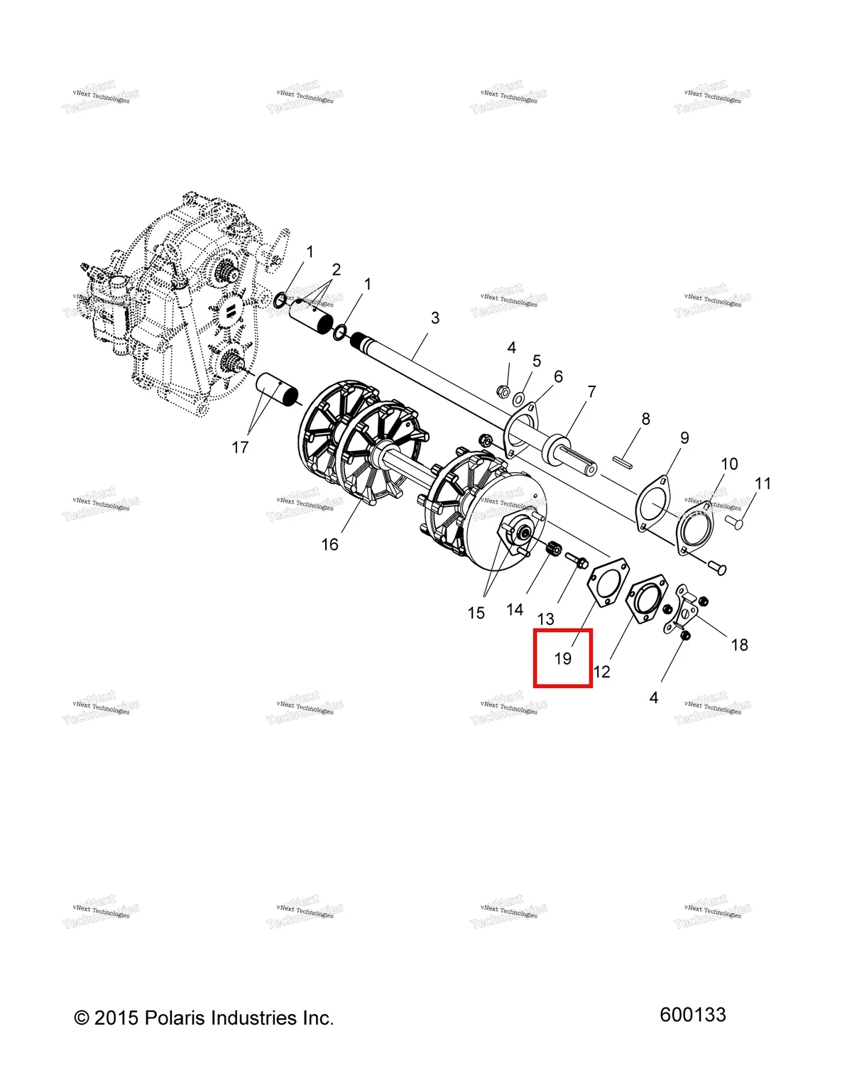 Деталь 5830012 (Прокладка приводной ADAPTOR Polaris Widetrak LX (2006) (5830012)) на схеме узла Drive Train, Drive Shaft & Jack Shaft
