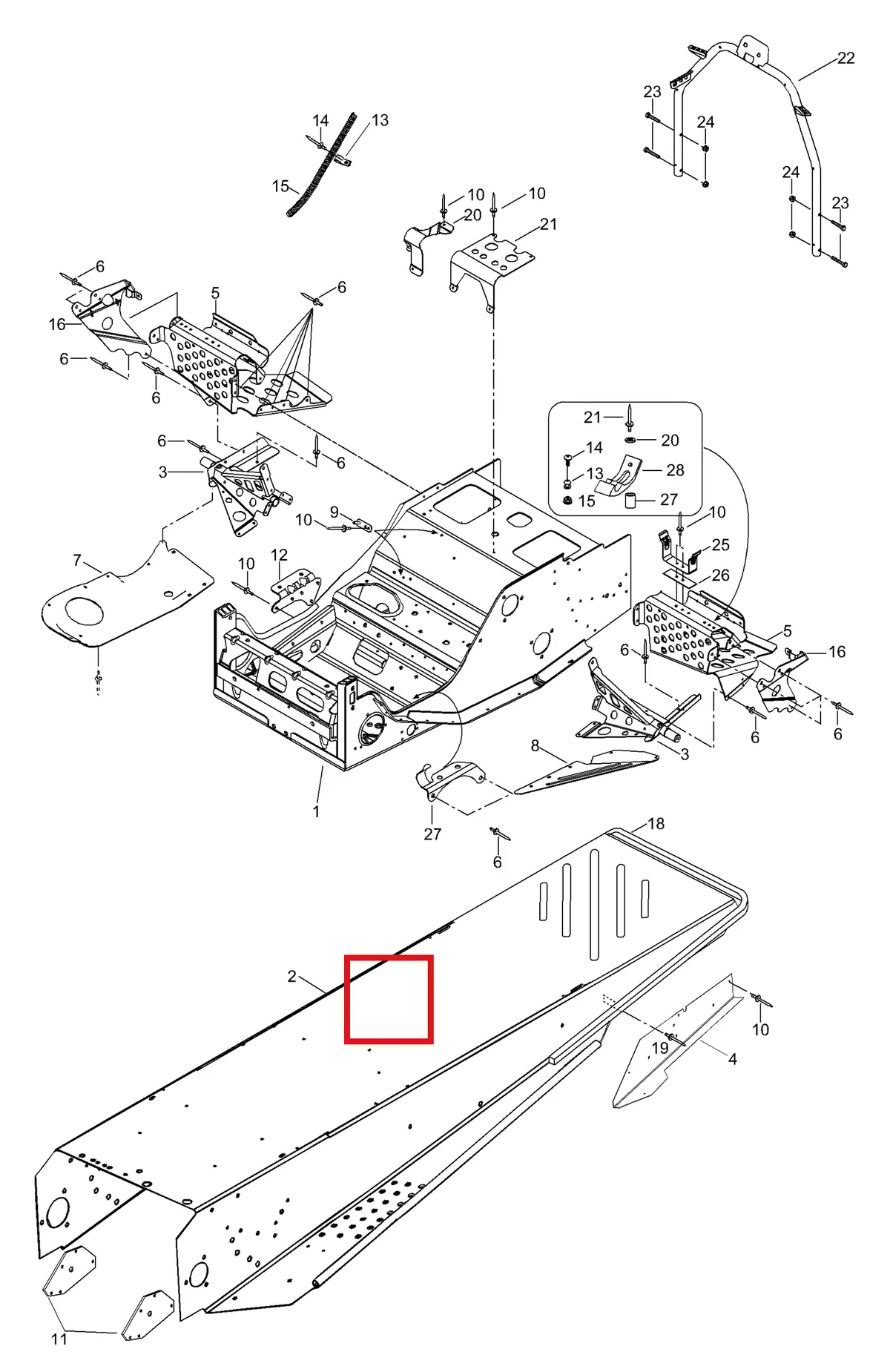Деталь 605148685 (Деталь Frame Assy. Includes Items 1 Thru 18) на схеме узла 09- Frame
