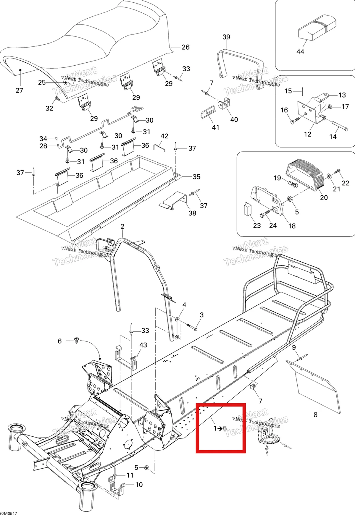Деталь 605148749 на схеме узла 2005 Ski-Doo Skandic LT 440F Frame And Seat