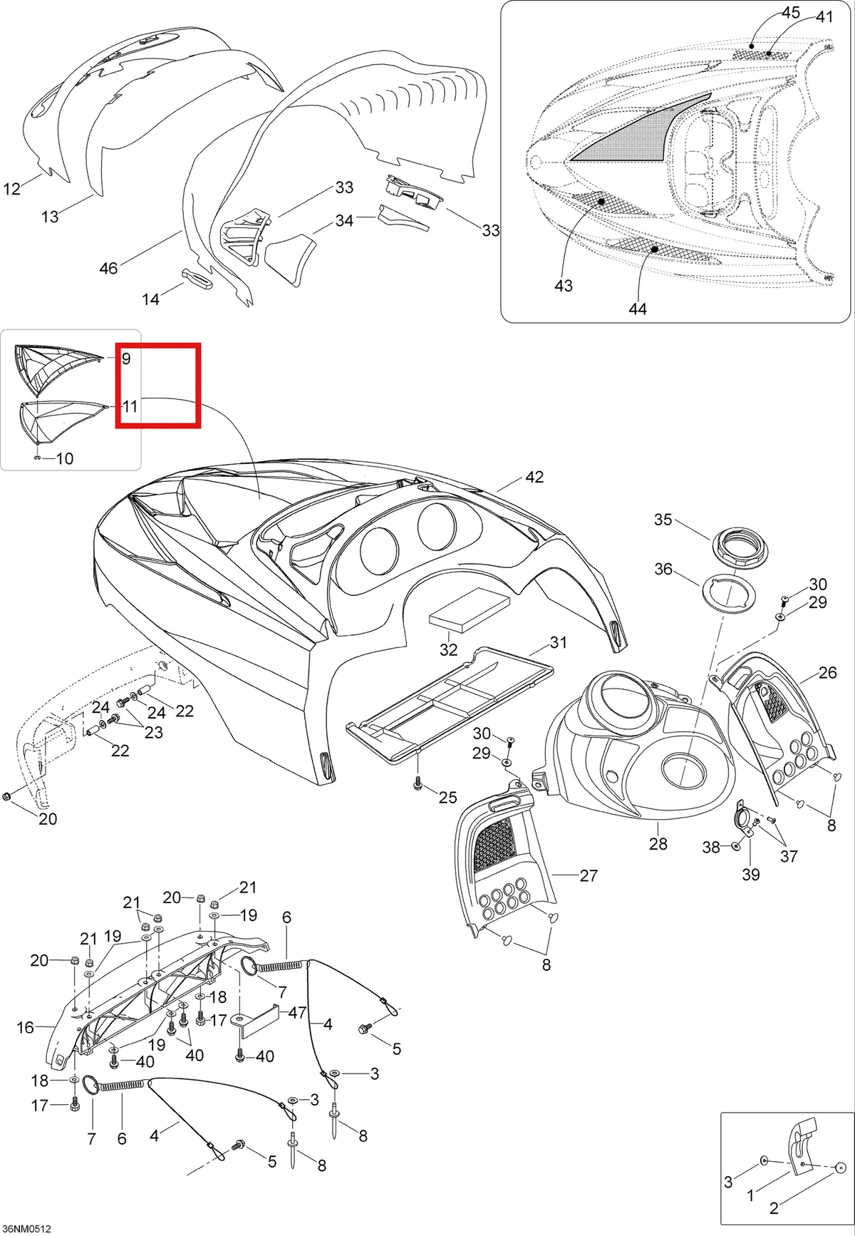 Деталь 605148994 (Деталь Windshield, X-high) на схеме узла 09- Windshield And Console