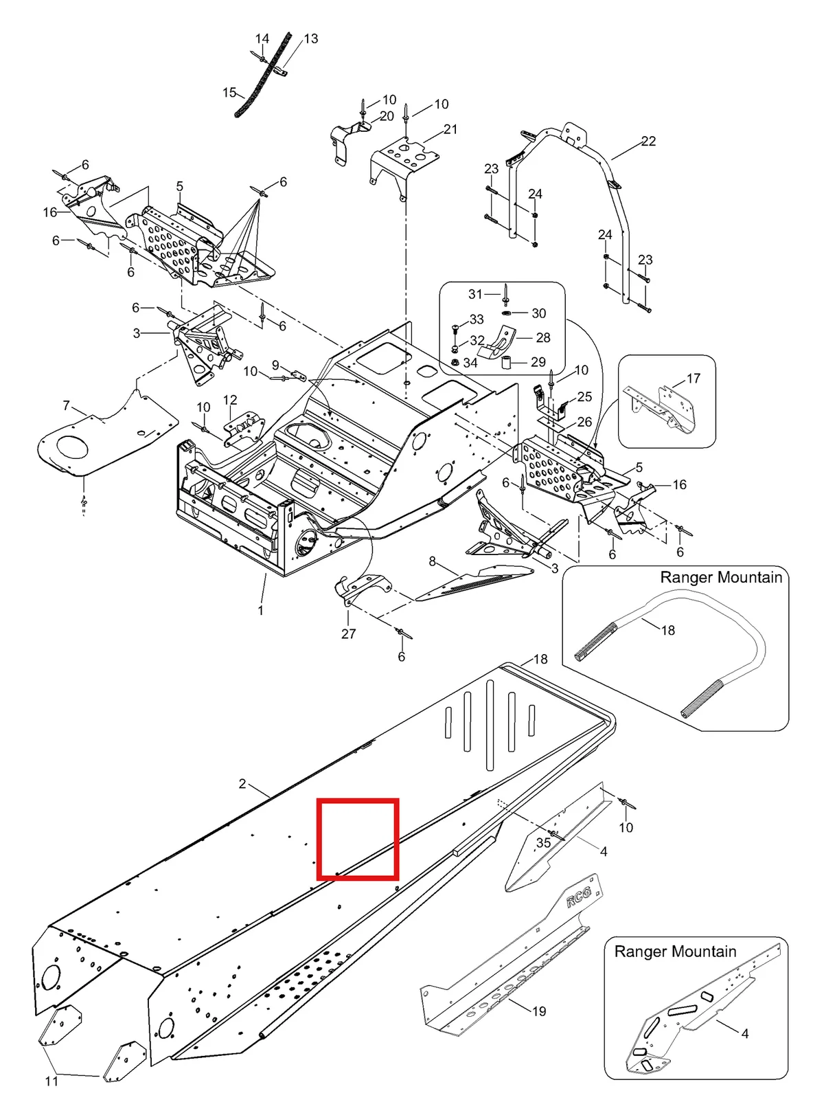 Деталь 605149040 (Деталь Frame Assy. Includes Items 1 Thru 18) на схеме узла 09- Frame