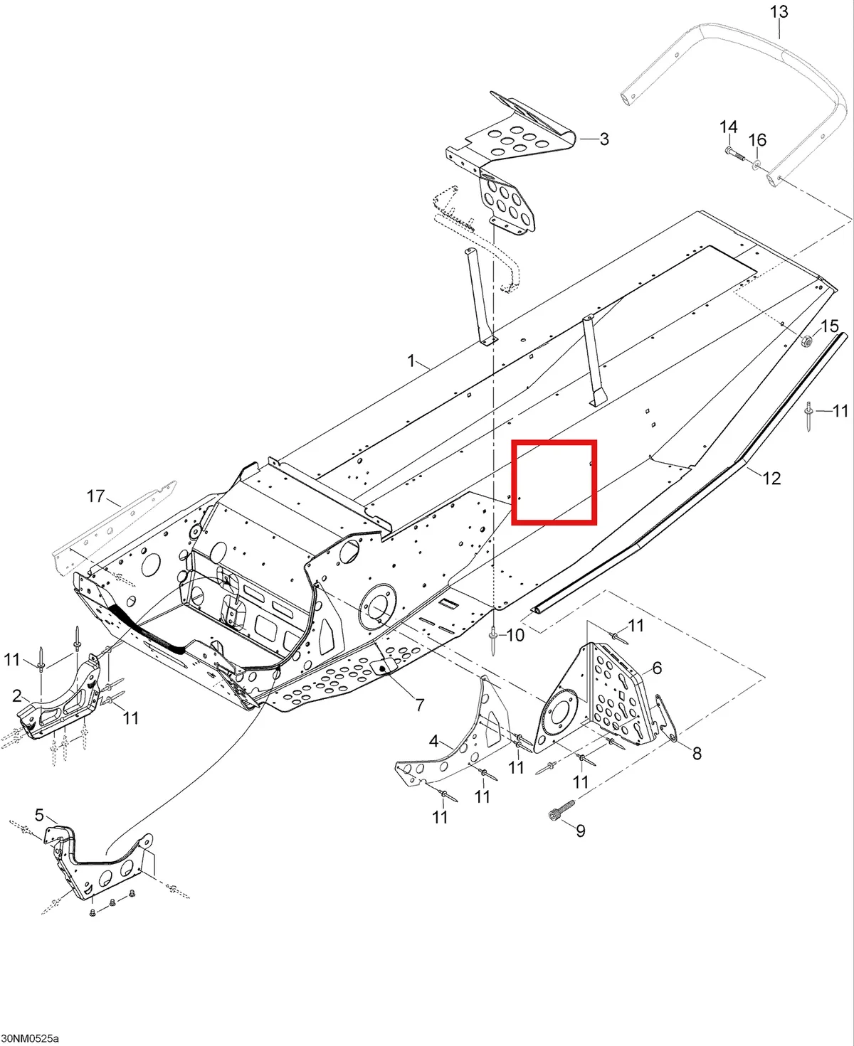 Деталь 605149620 (Деталь Frame. Includes 1 To 7) на схеме узла 09- Frame