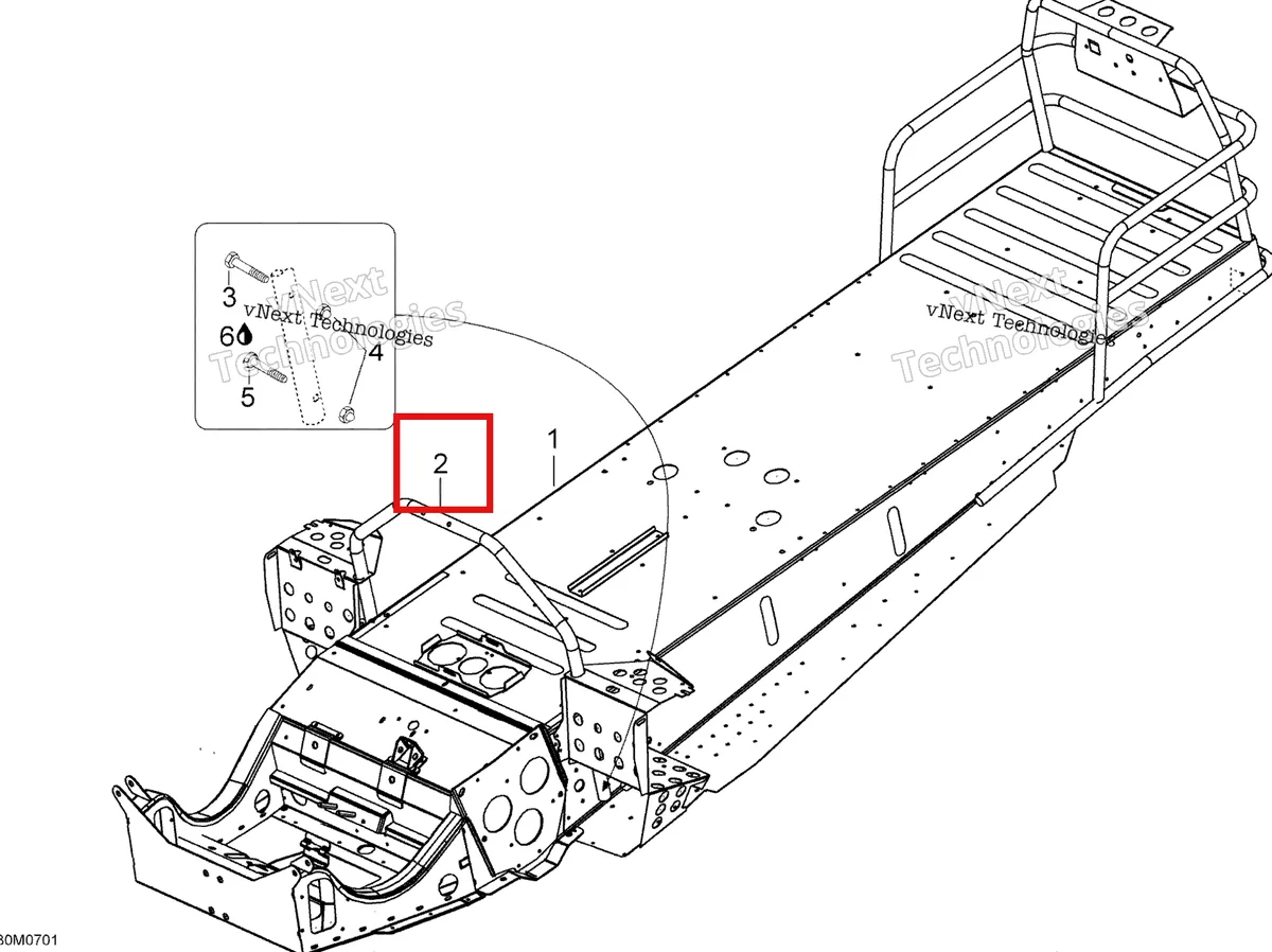 Деталь 605150258 (Деталь Handle Support) на схеме узла 2007 Ski-Doo Skandic SUV 550F Frame 550F Suv