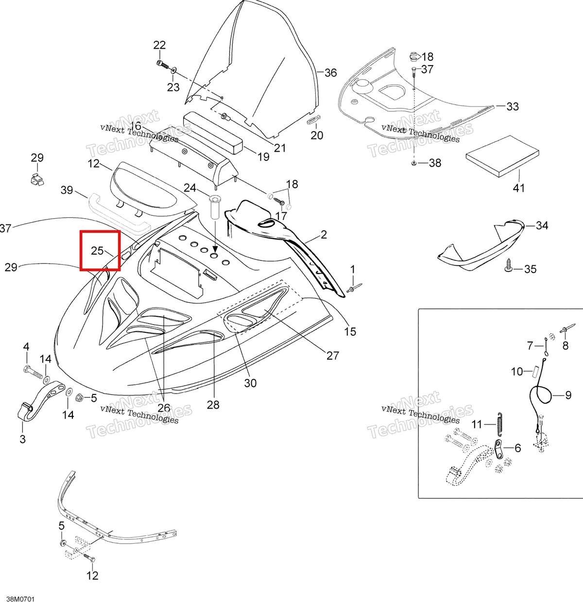 Деталь 605150366 на схеме узла 2007 Ski-Doo Skandic SUV 600 Hood 600 Suv