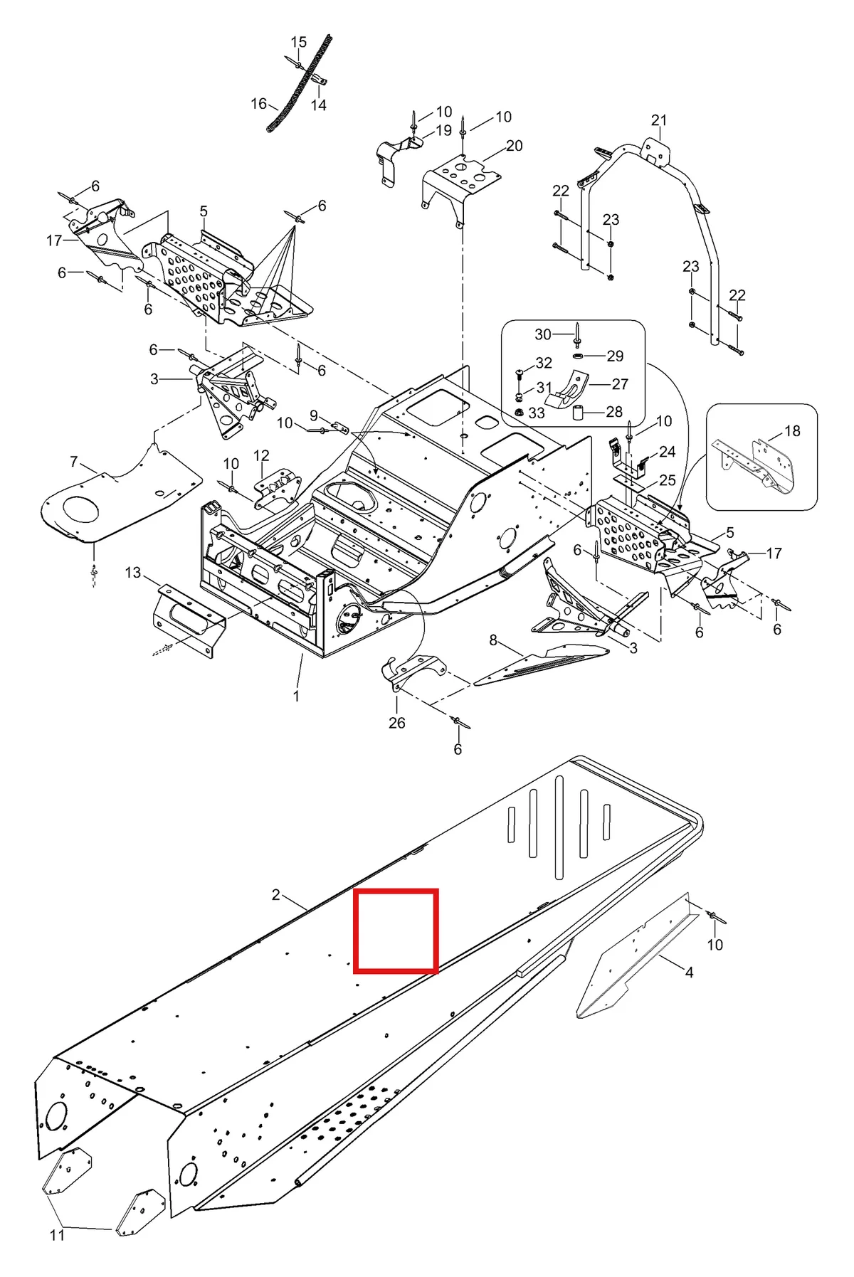 Деталь 605150421 (Деталь Frame Assy. Includes Items 1 Thru 18) на схеме узла 09- Frame