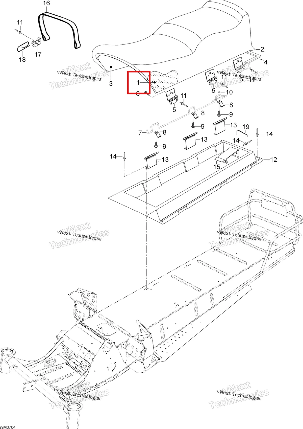 Деталь 605150630 (Сиденье из пенопрапелена) на схеме узла 2007 Ski-Doo Skandic LT 440F Seat