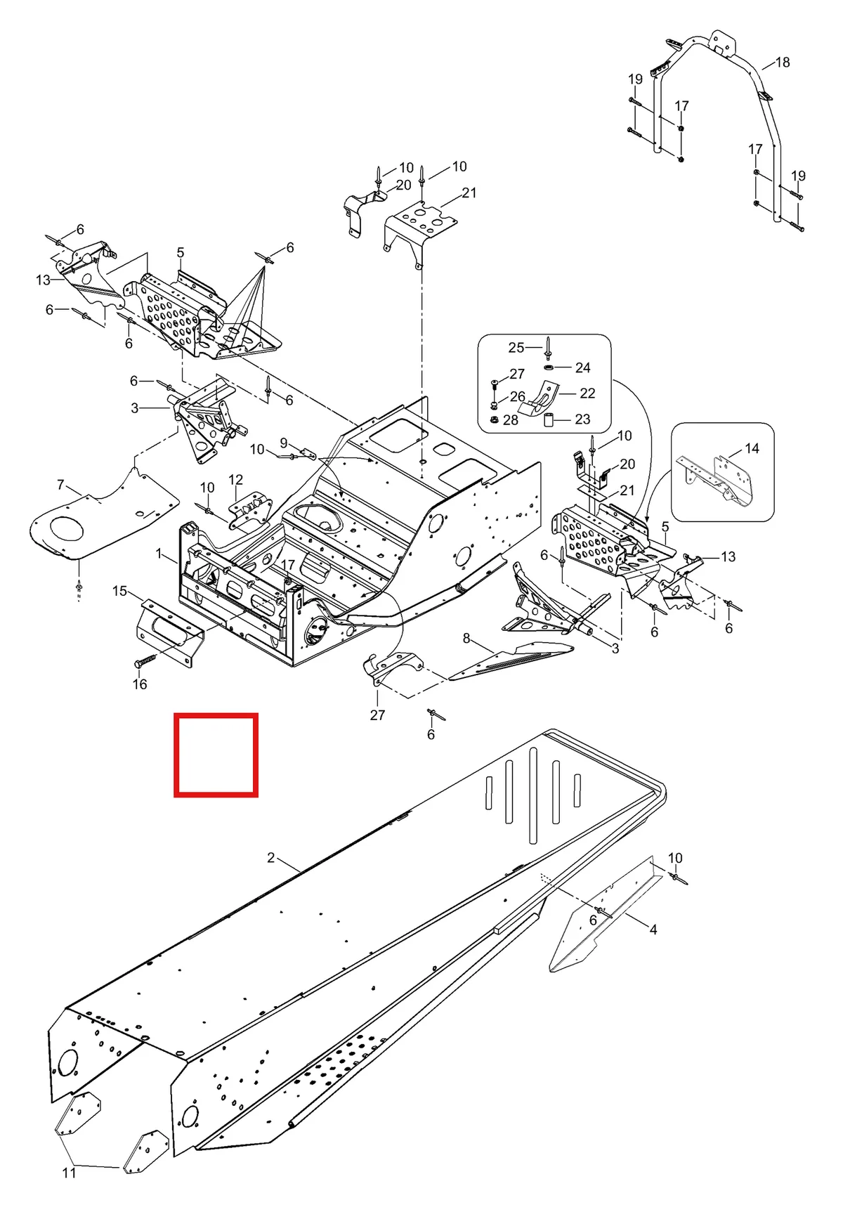 Деталь 605150661 (Деталь Frame Assy. Includes Items 1 Thru 18) на схеме узла 09- Frame