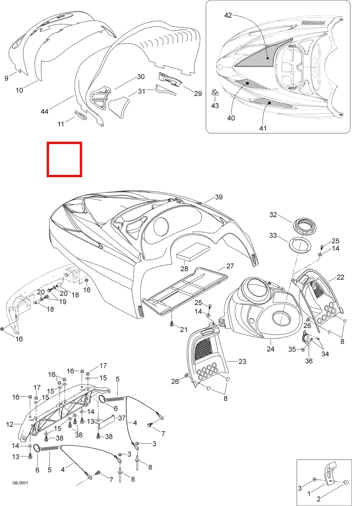 Деталь 605151153 (Деталь Windshield, Extra High) на схеме узла 09- Hood