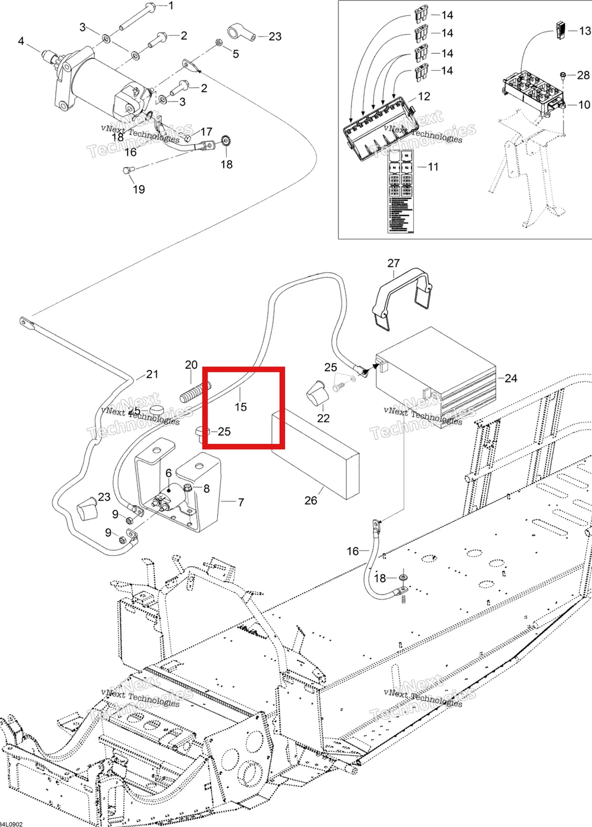 Деталь 605151524 (Деталь Battery Wire) на схеме узла 2009 Ski-Doo Expedition TUV 600 H.O. SDI Battery And Starter